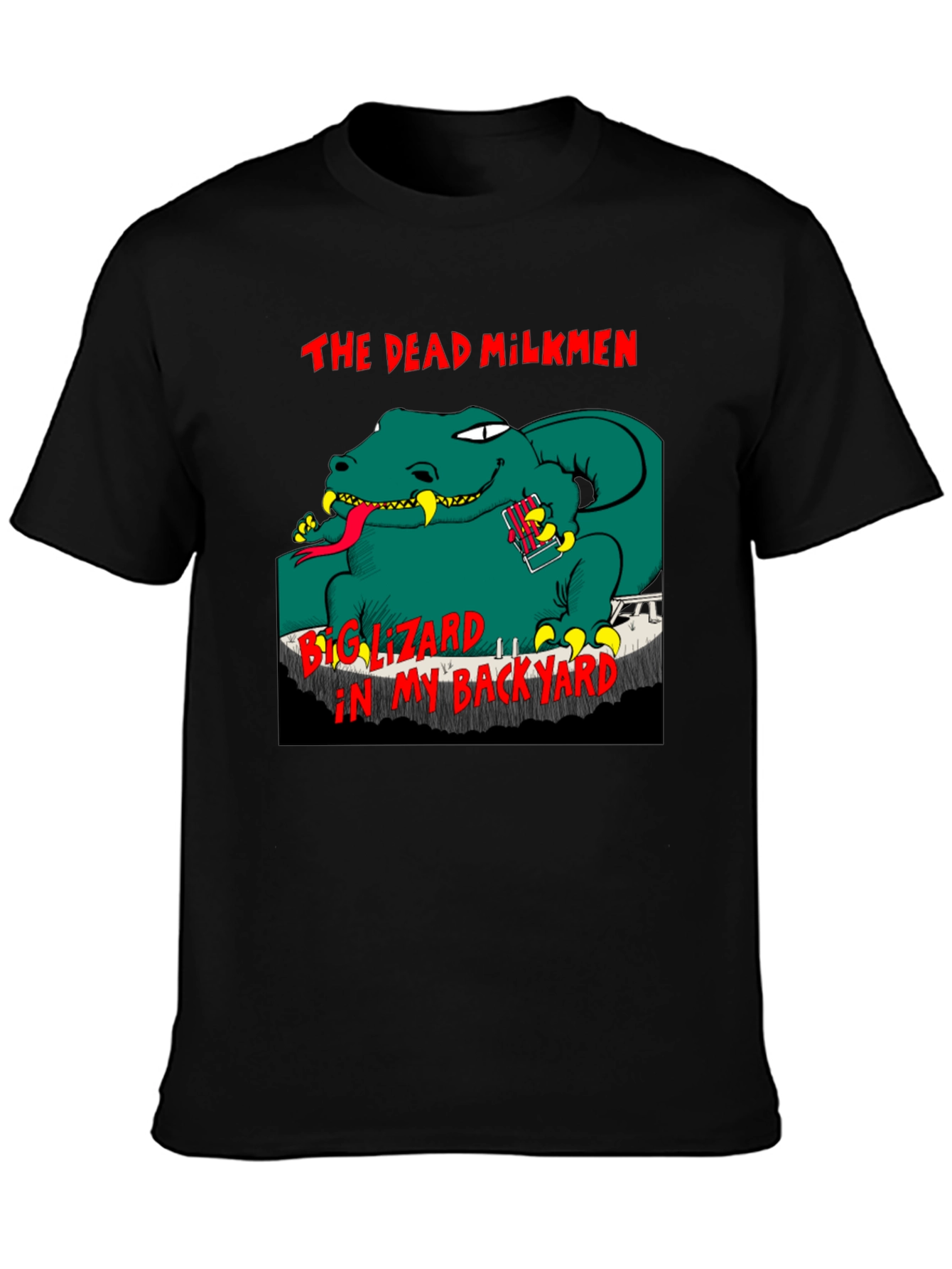 Black The Dead Milkmen Big Lizard T-Shirt view 3