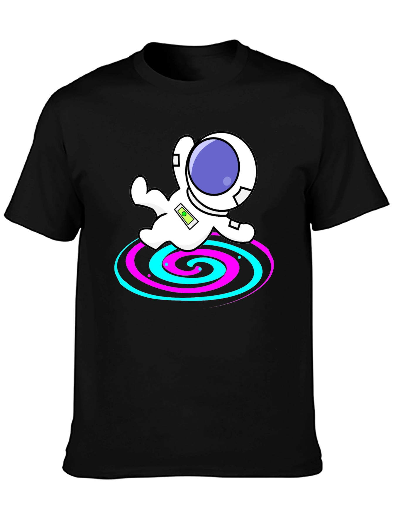 Black Astronaut Spiral Graphic Tee - Black Cotton Blend view 3