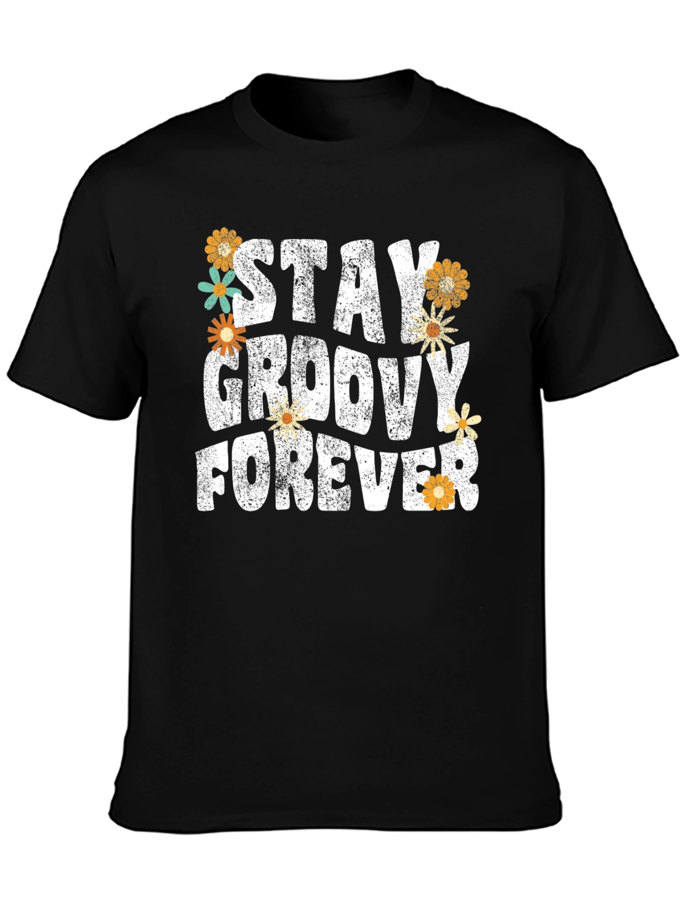 Black Stay Groovy Forever Floral T-Shirt view 3