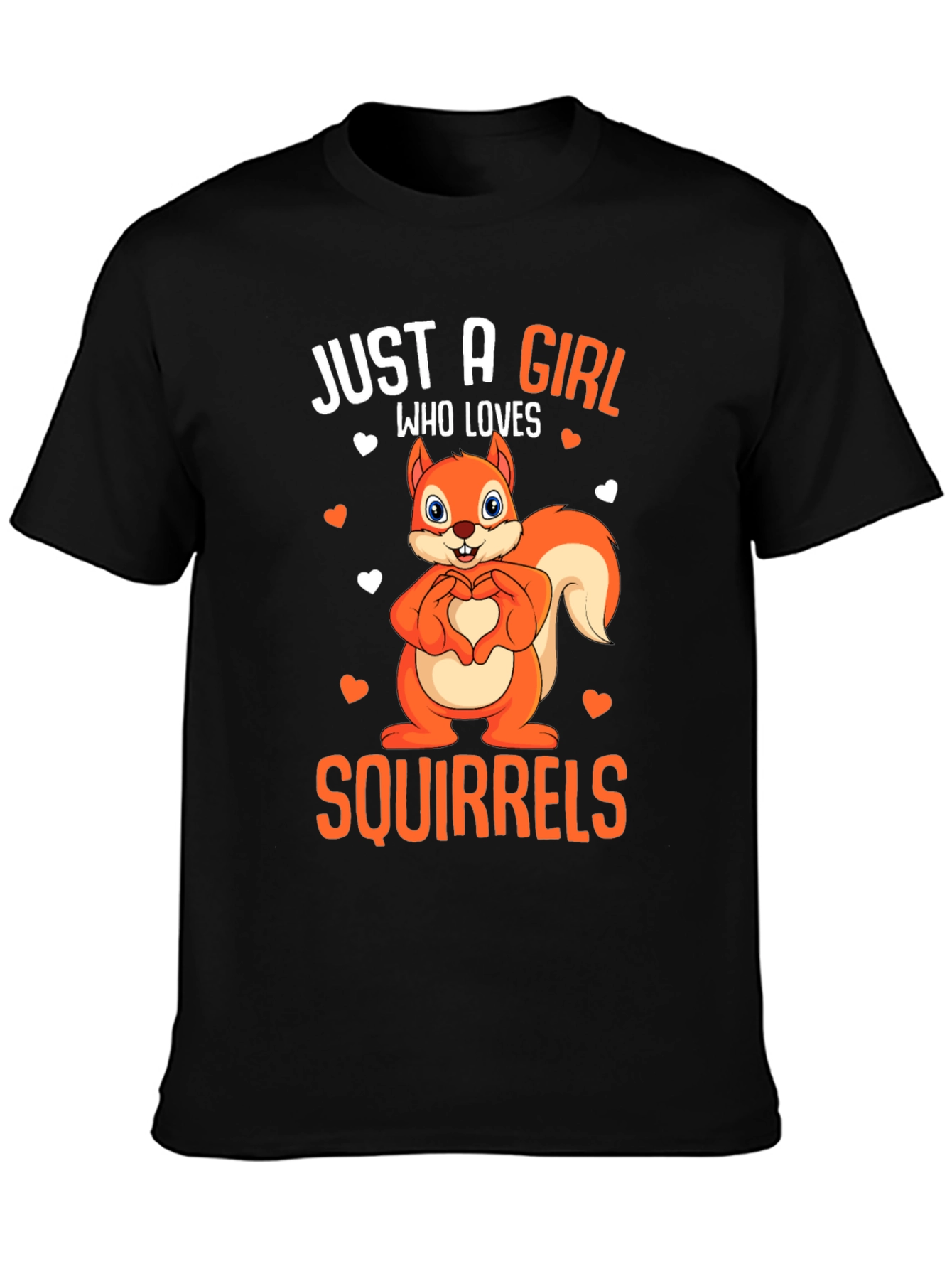 Black Squirrel Lover T-Shirt - "Just A Girl Who Loves Squirrels" view 3
