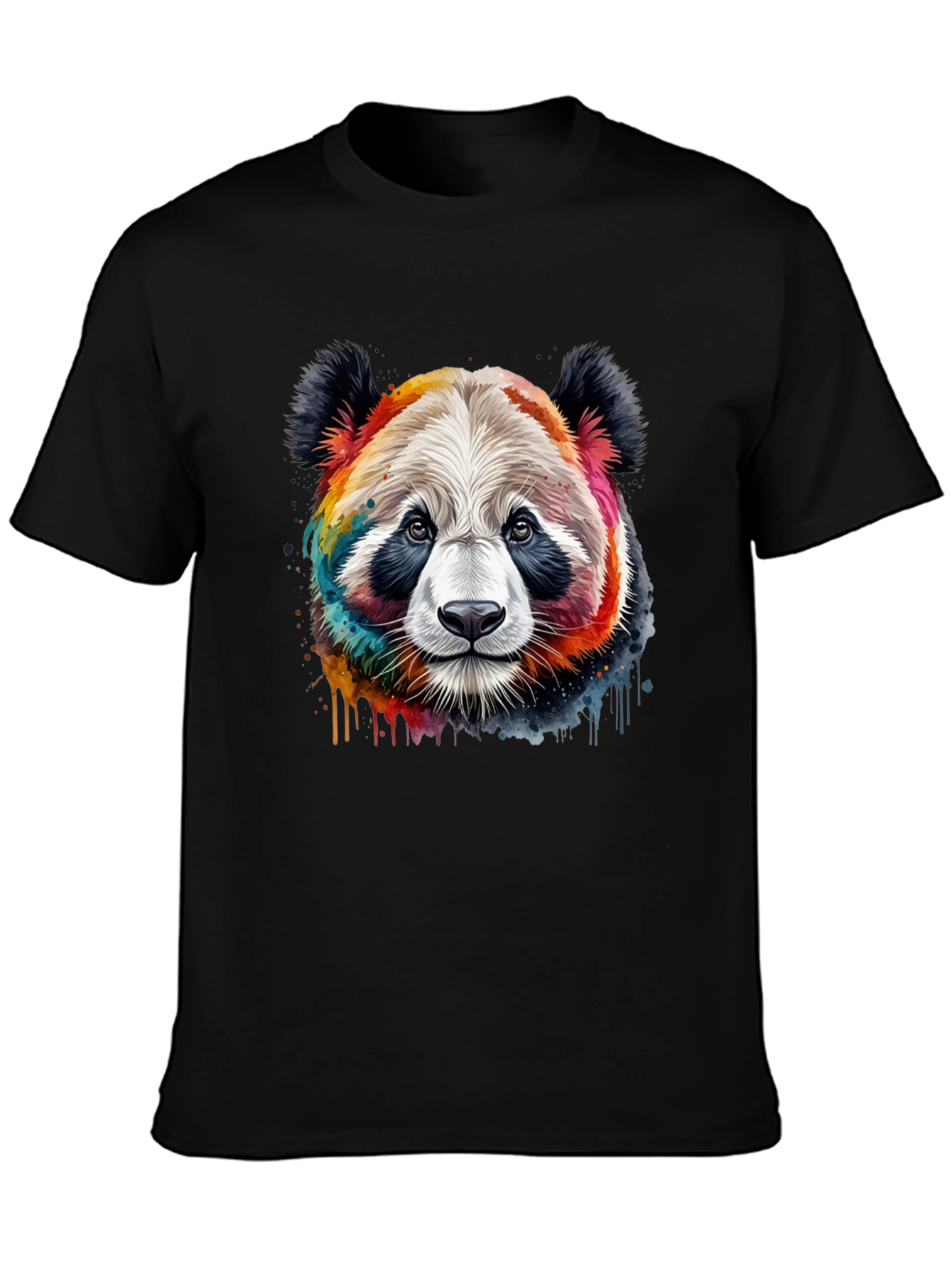 Black Rainbow Panda Graphic T-Shirt view 3