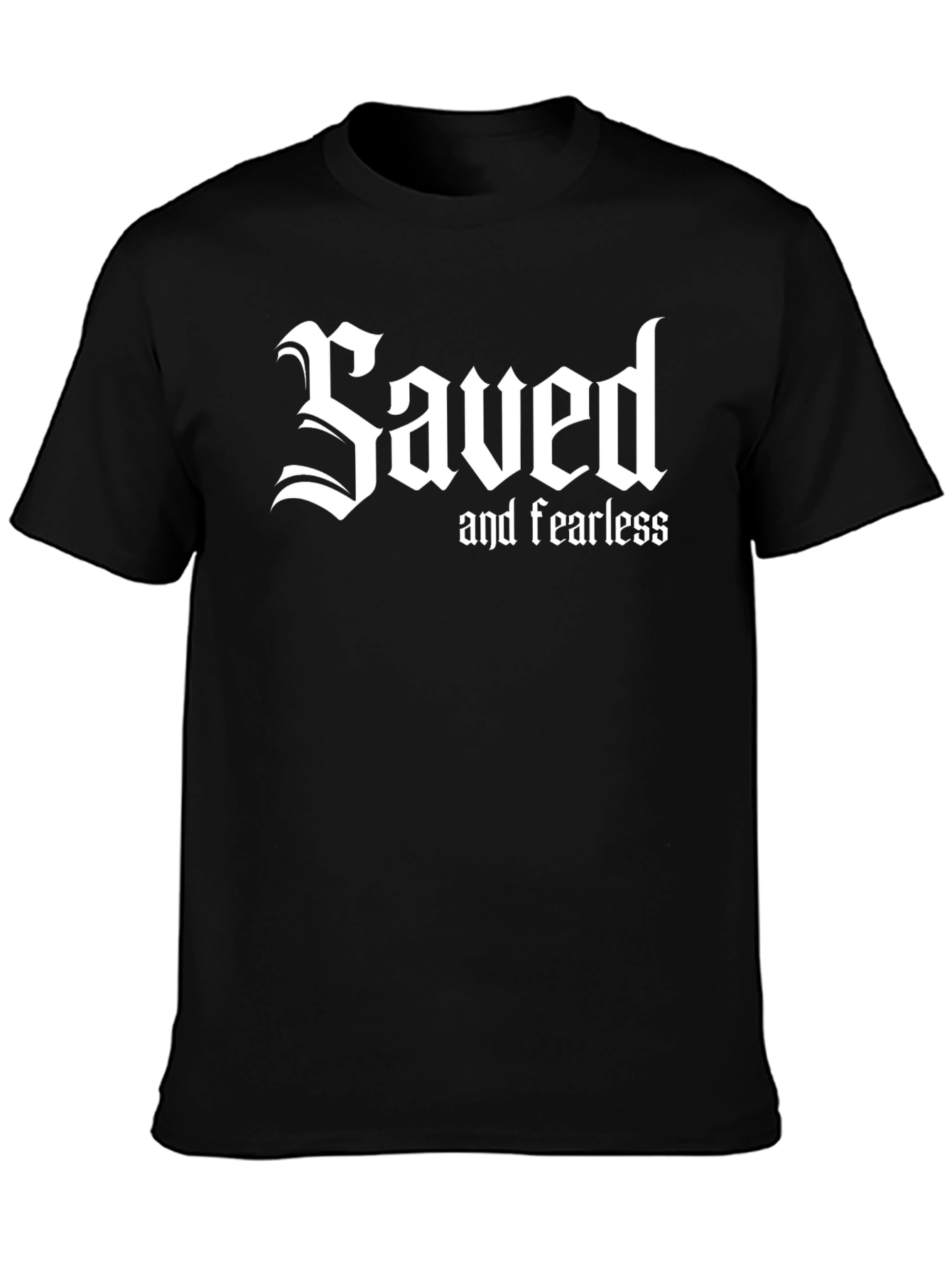 Black Saved and Fearless Black T-Shirt view 3