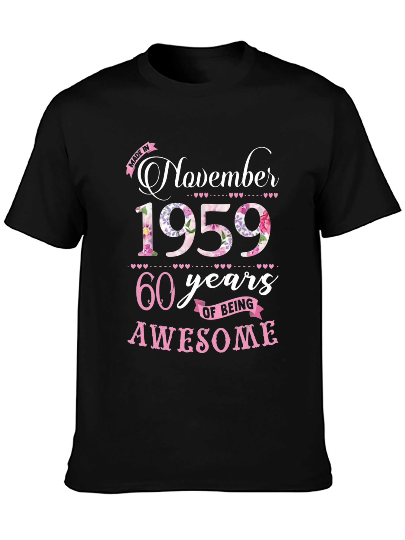 Black November 1959 60th Birthday T-Shirt view 3