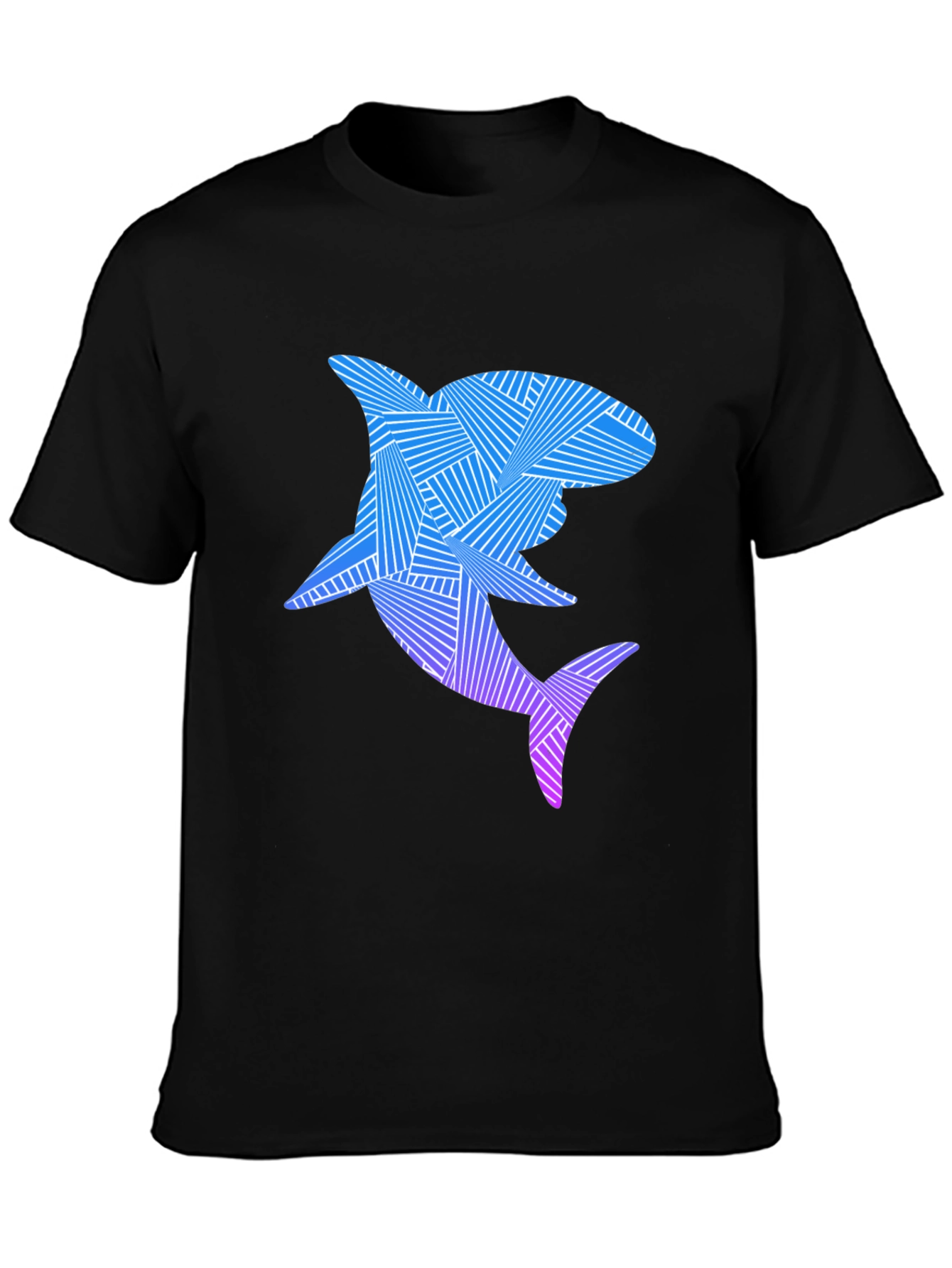 Black Abstract Shark Graphic Tee - Cool Ocean Design view 3