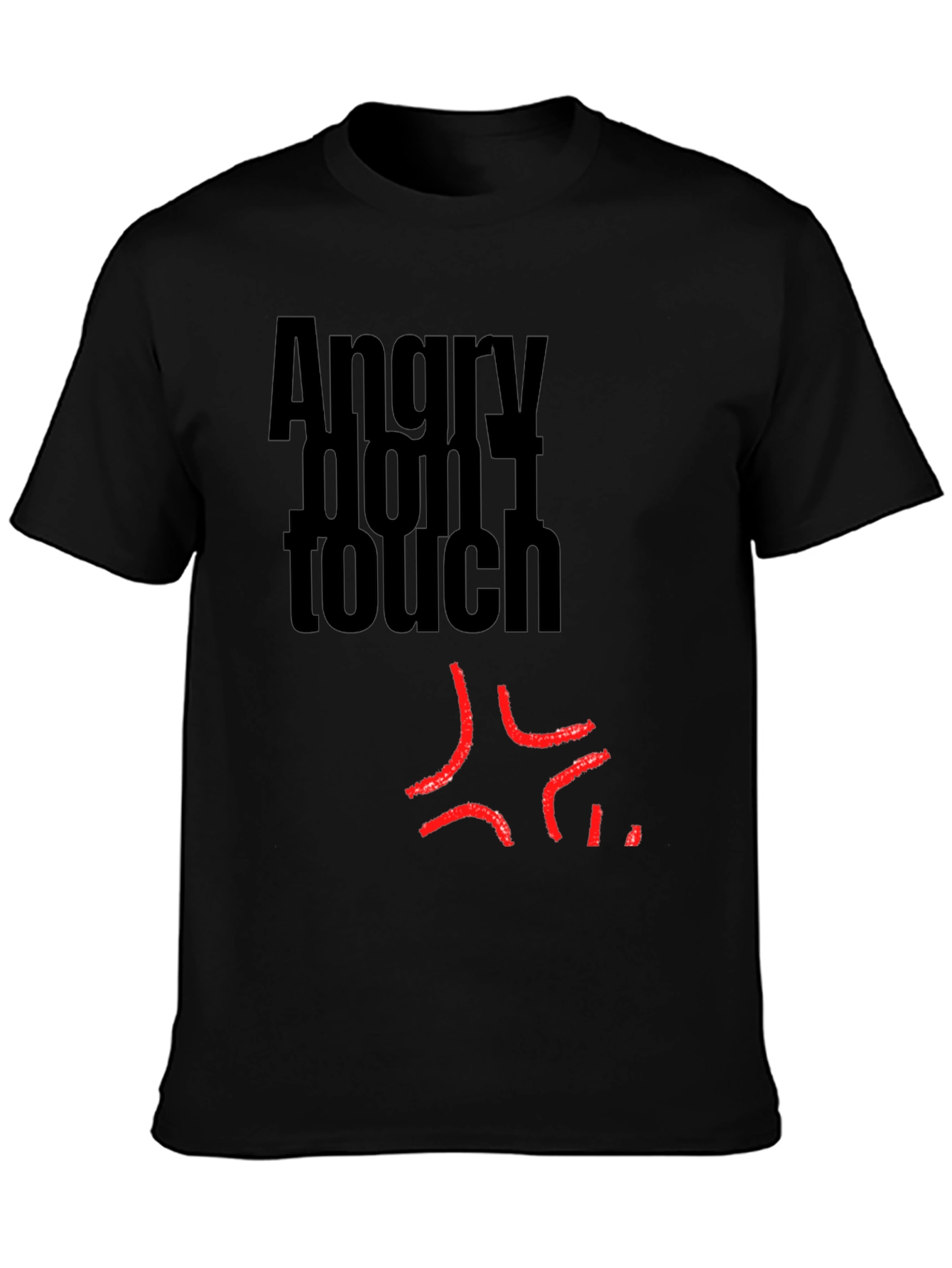 Black Angry Don't Touch Graphic T-Shirt - Black view 3