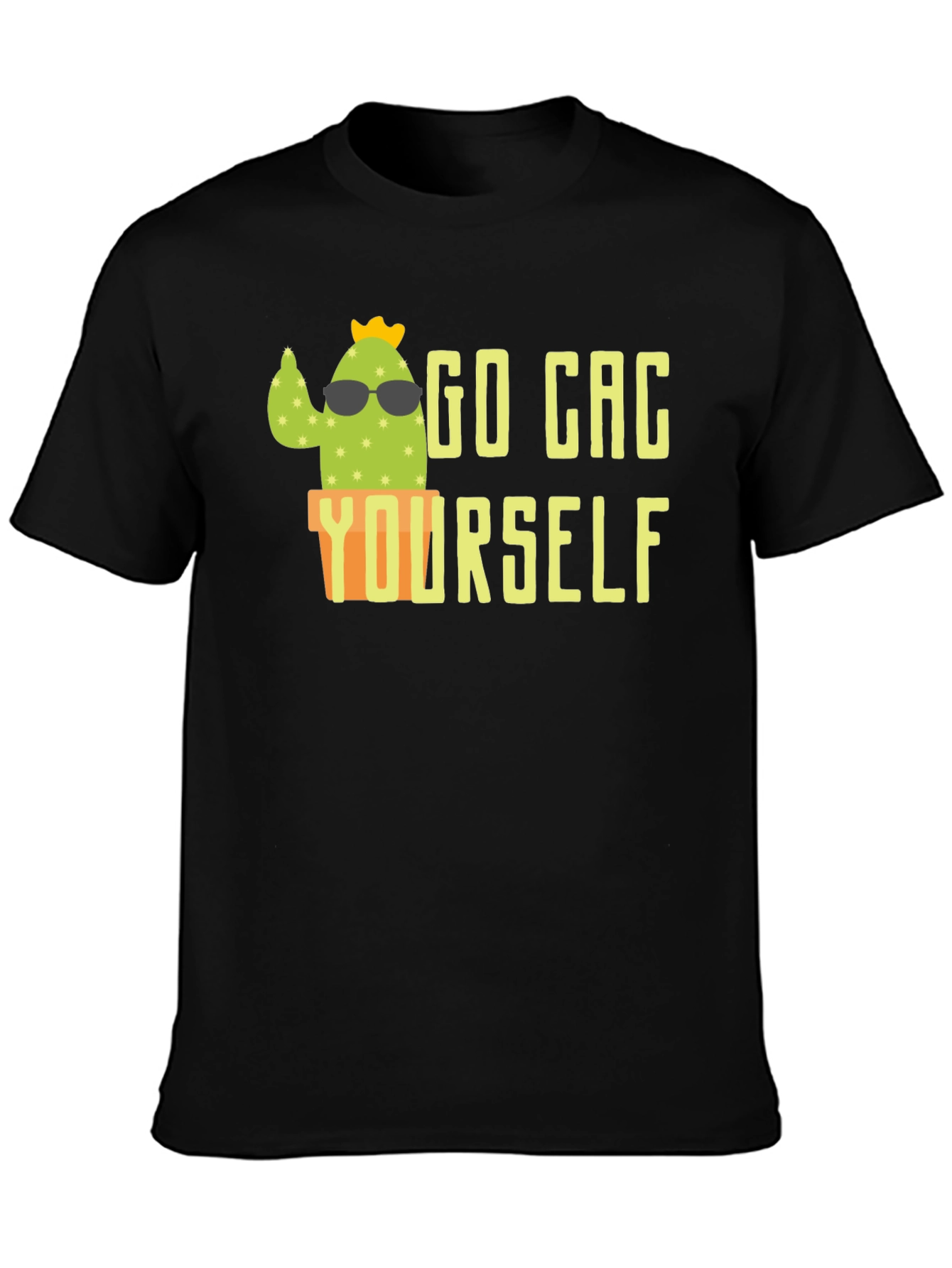 Black Go Cac Yourself Funny Cactus T-Shirt view 3