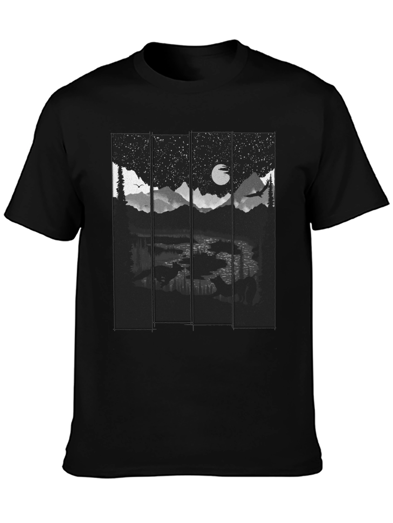 Black Night Landscape Graphic Tee - Stylish & Unique! view 3