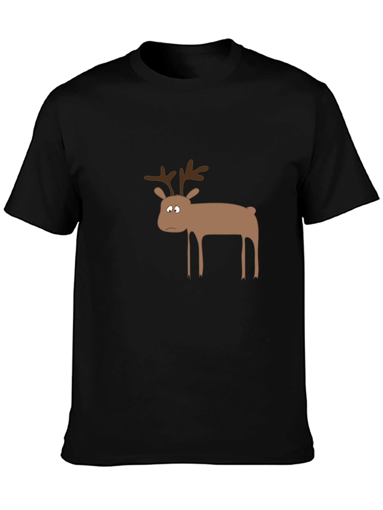 Black Funny Sad Reindeer Graphic Tee - Black view 3