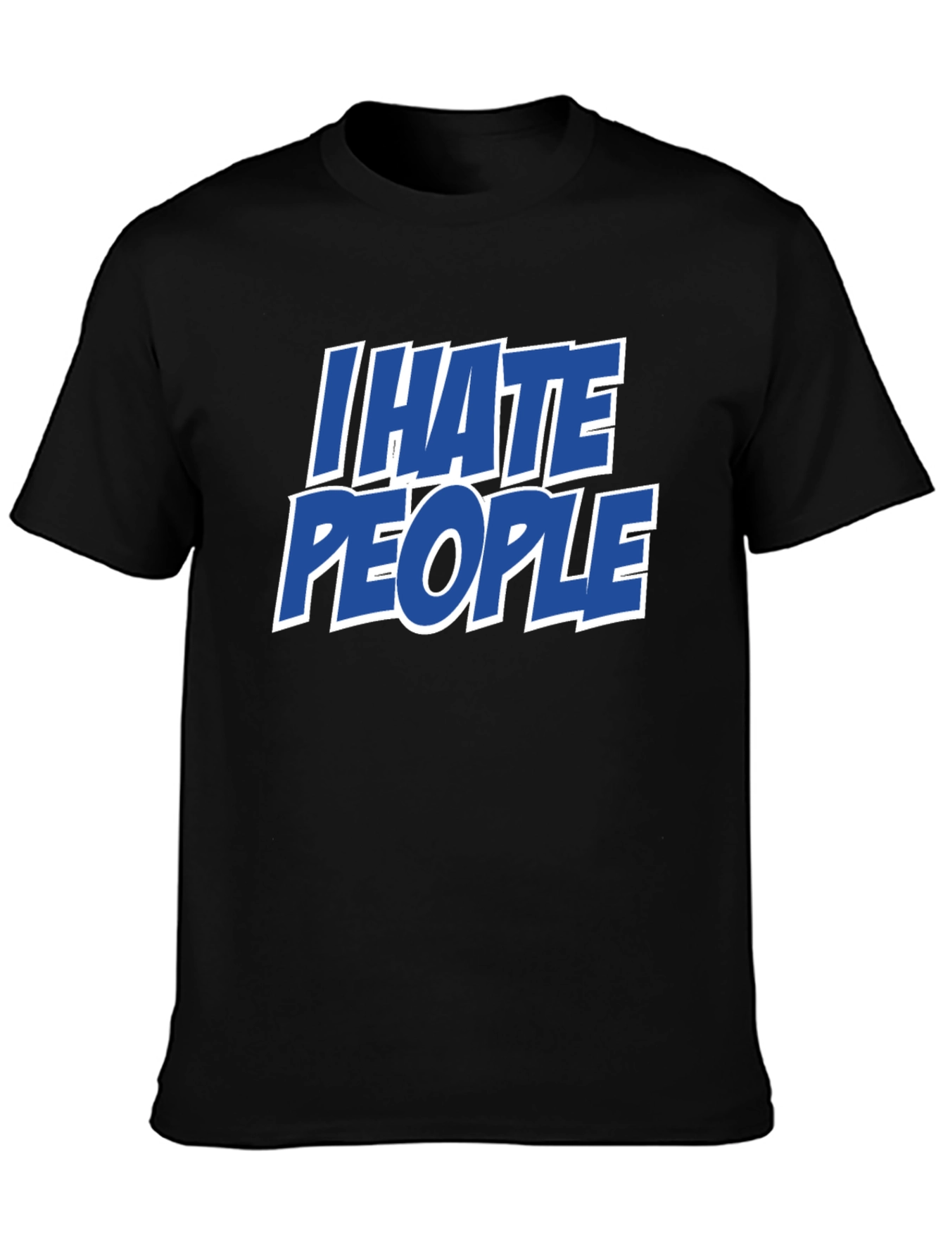 Black I Hate People Funny Graphic Tee - Sarcastic Black T-Shirt view 3