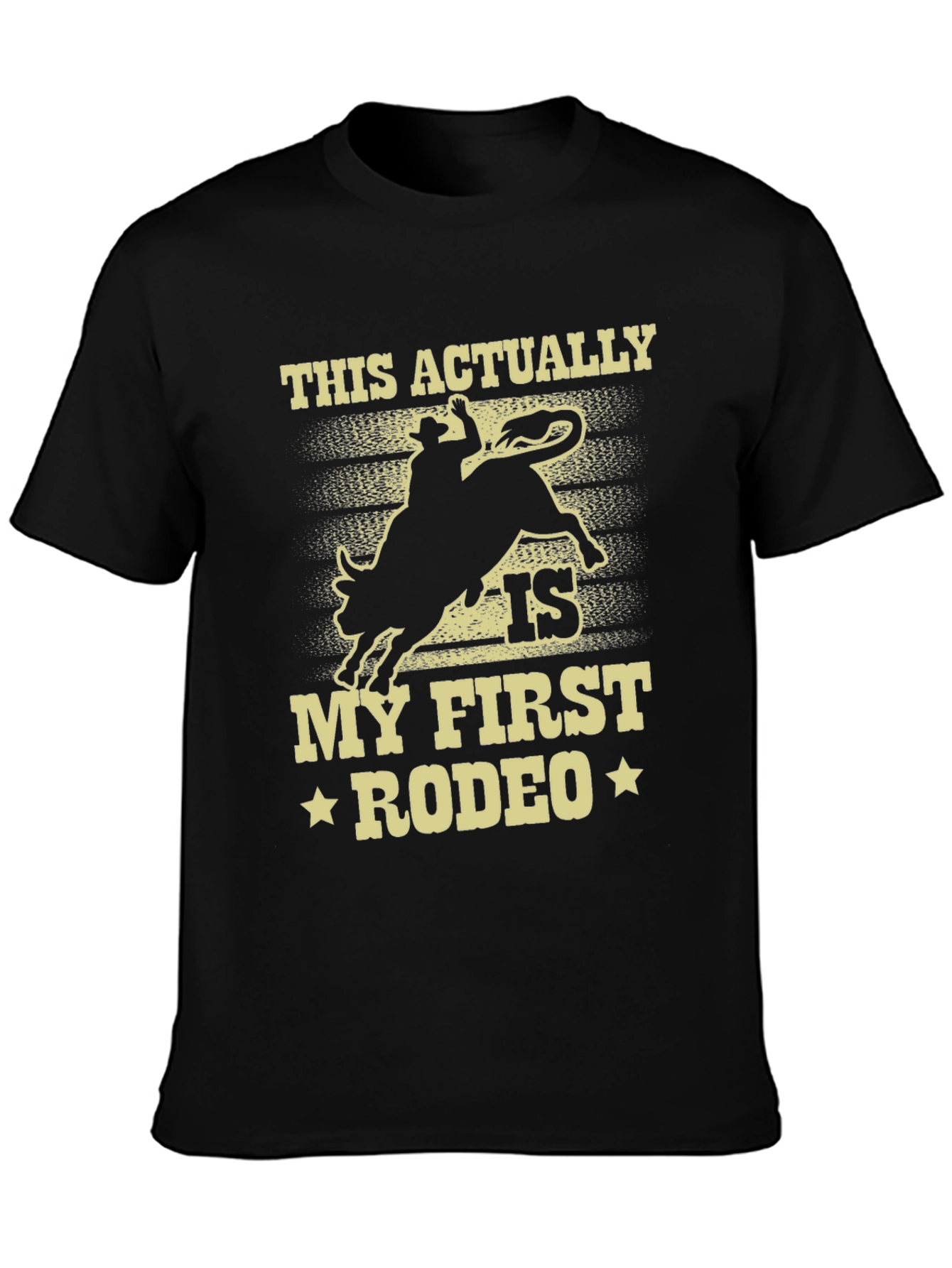 Black "My First Rodeo" Graphic Tee - Cowboy Bull Riding T-Shirt view 3