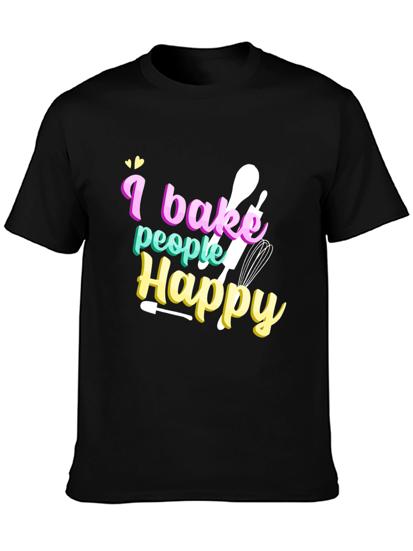 Black I Bake People Happy Graphic Tee - Black view 3