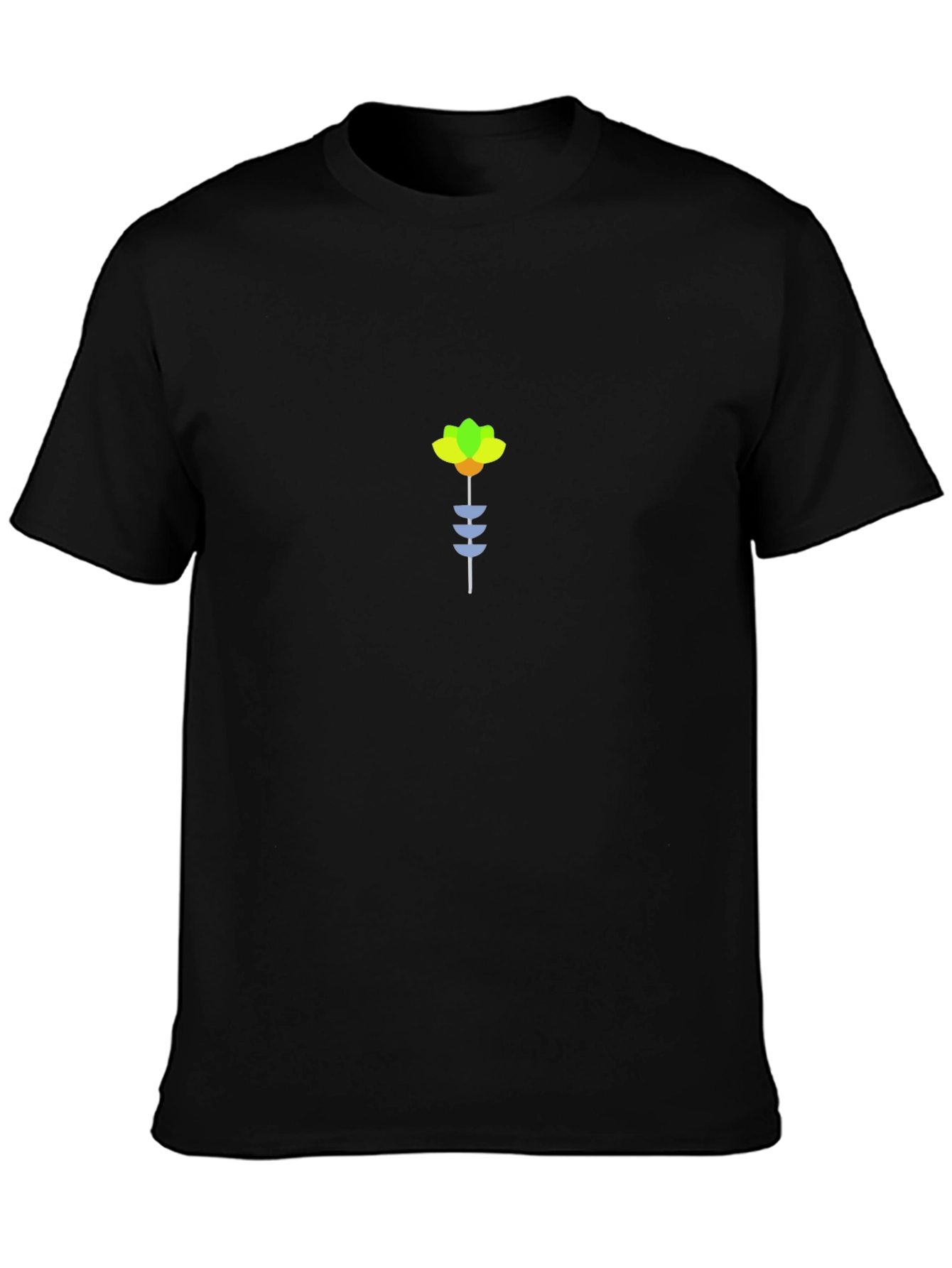 Black Minimalist Flower Graphic Tee - Black view 3