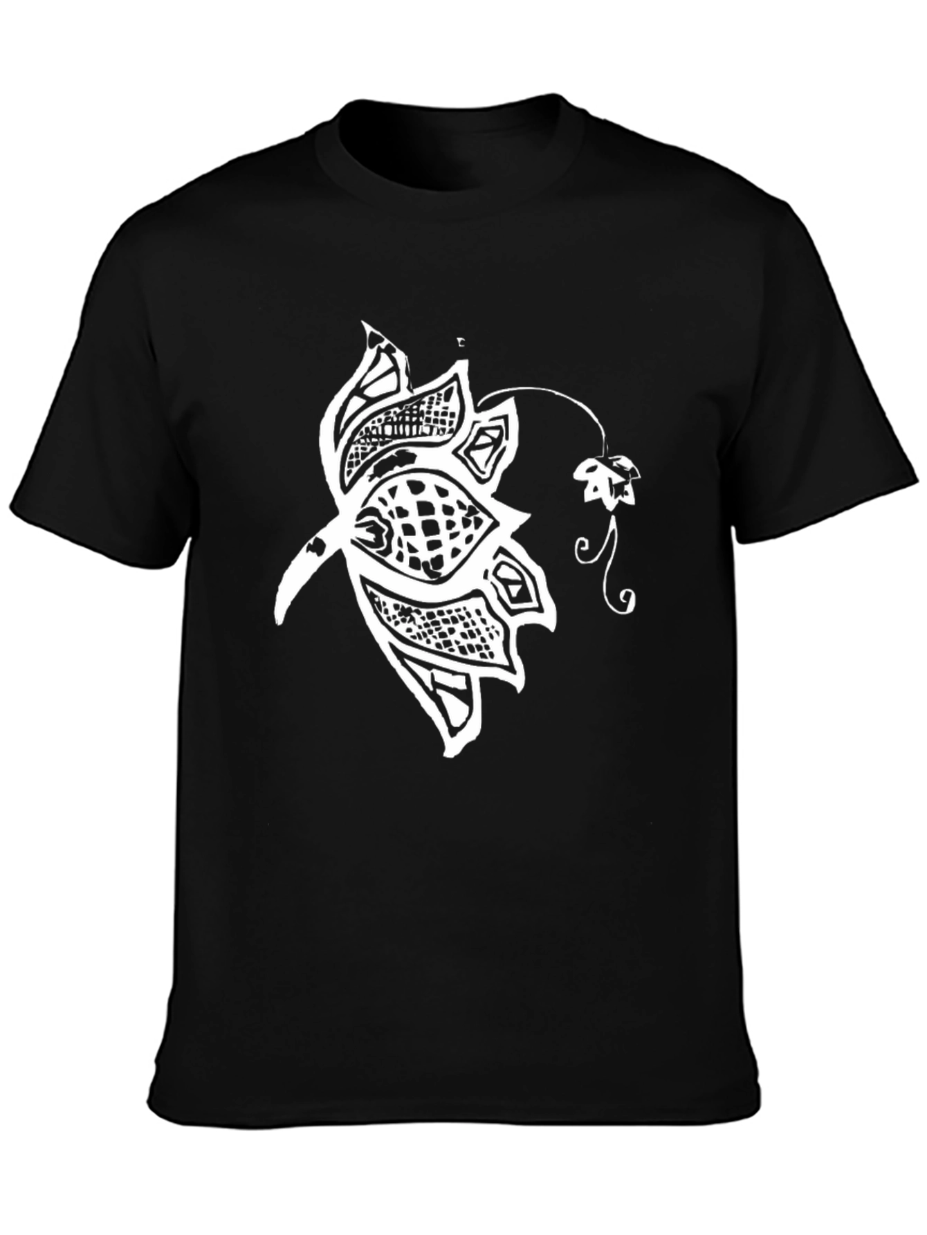 Black Black Floral Graphic T-Shirt - Unique Style view 3
