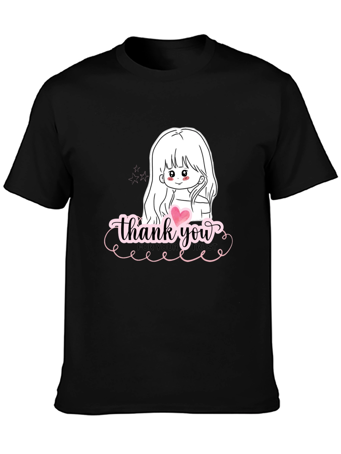 Black Thank You Girl Graphic T-Shirt - Casual Black Tee view 3