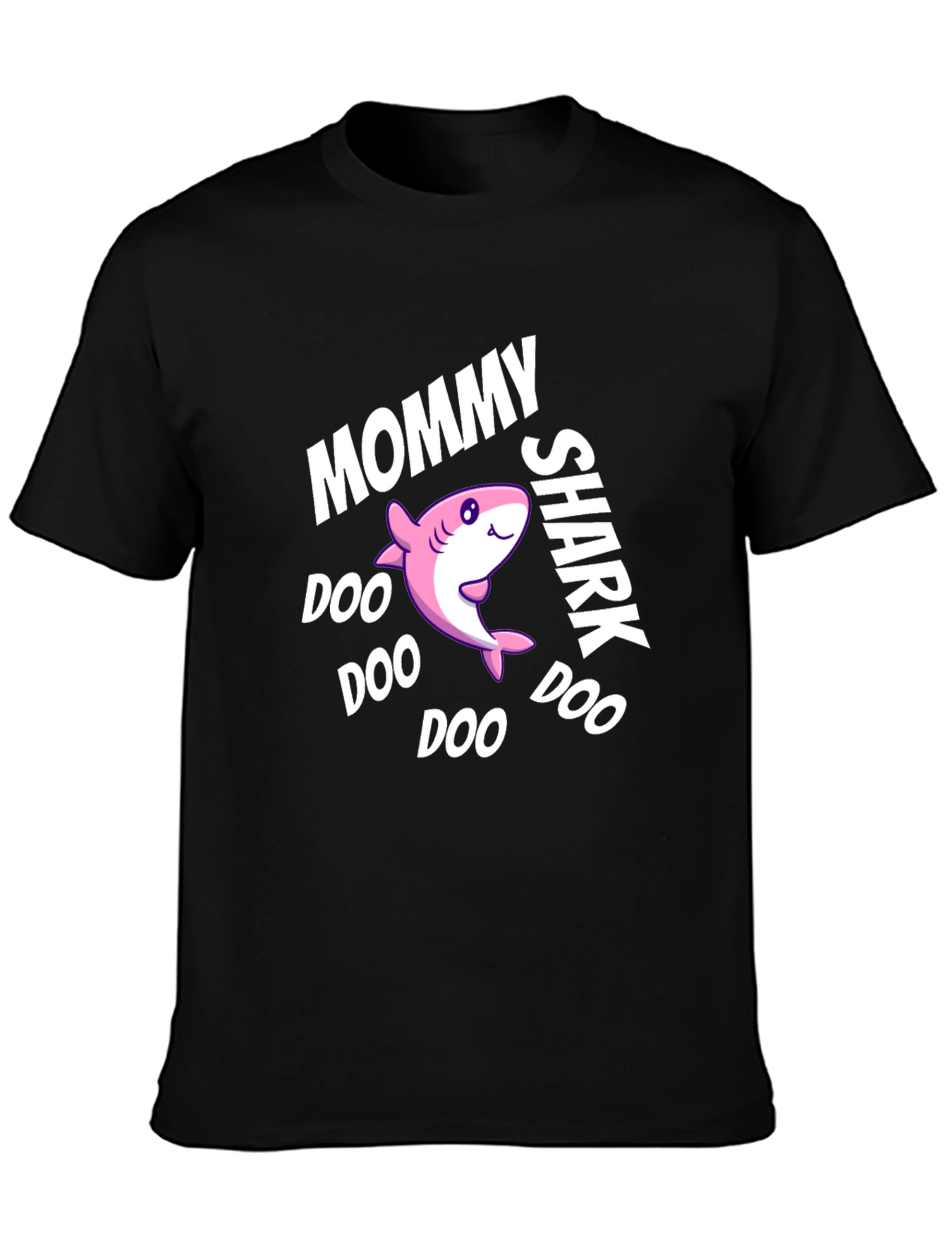 Black Mommy Shark Doo Doo Doo Black Graphic T-Shirt view 3