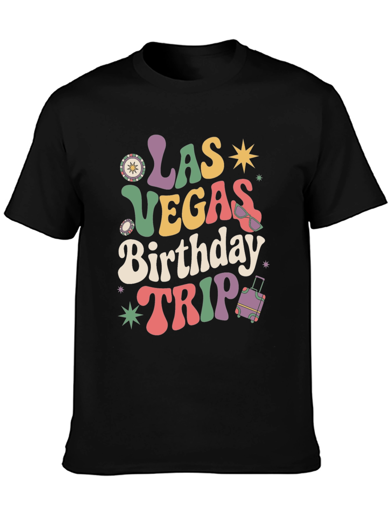 Black Las Vegas Birthday Trip Graphic Tee view 3