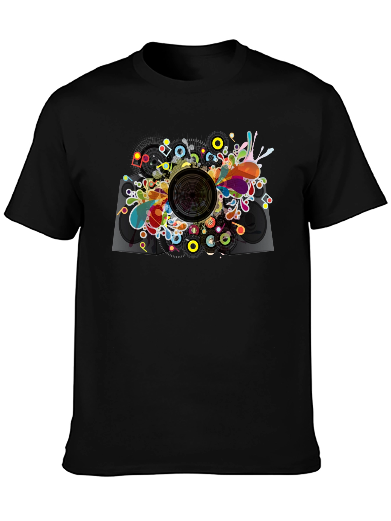 Black Abstract Speaker Graphic T-Shirt - Men's Black Tee view 3