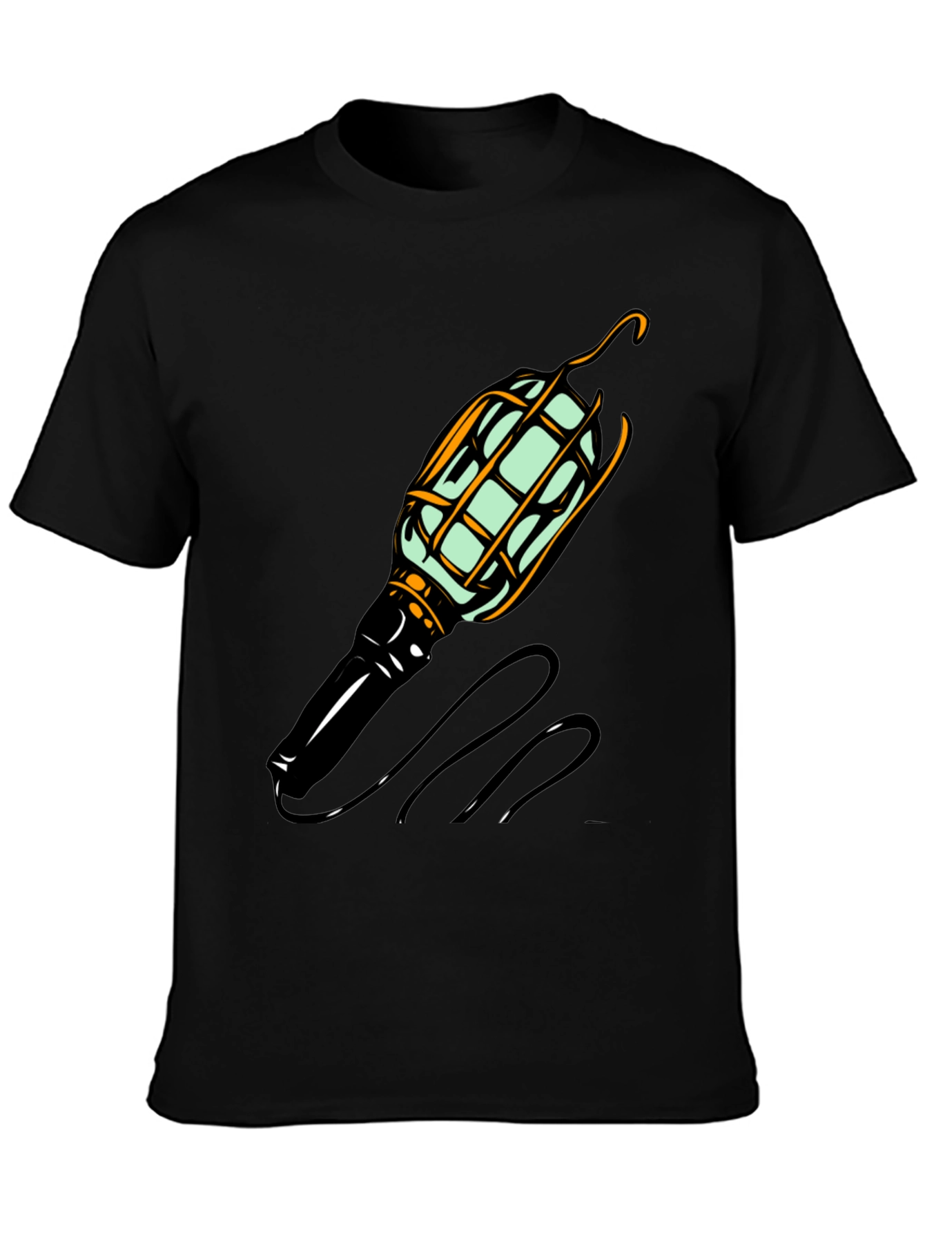 Black Novelty Lightbulb Graphic Tee - Black Cotton Blend Shirt view 3