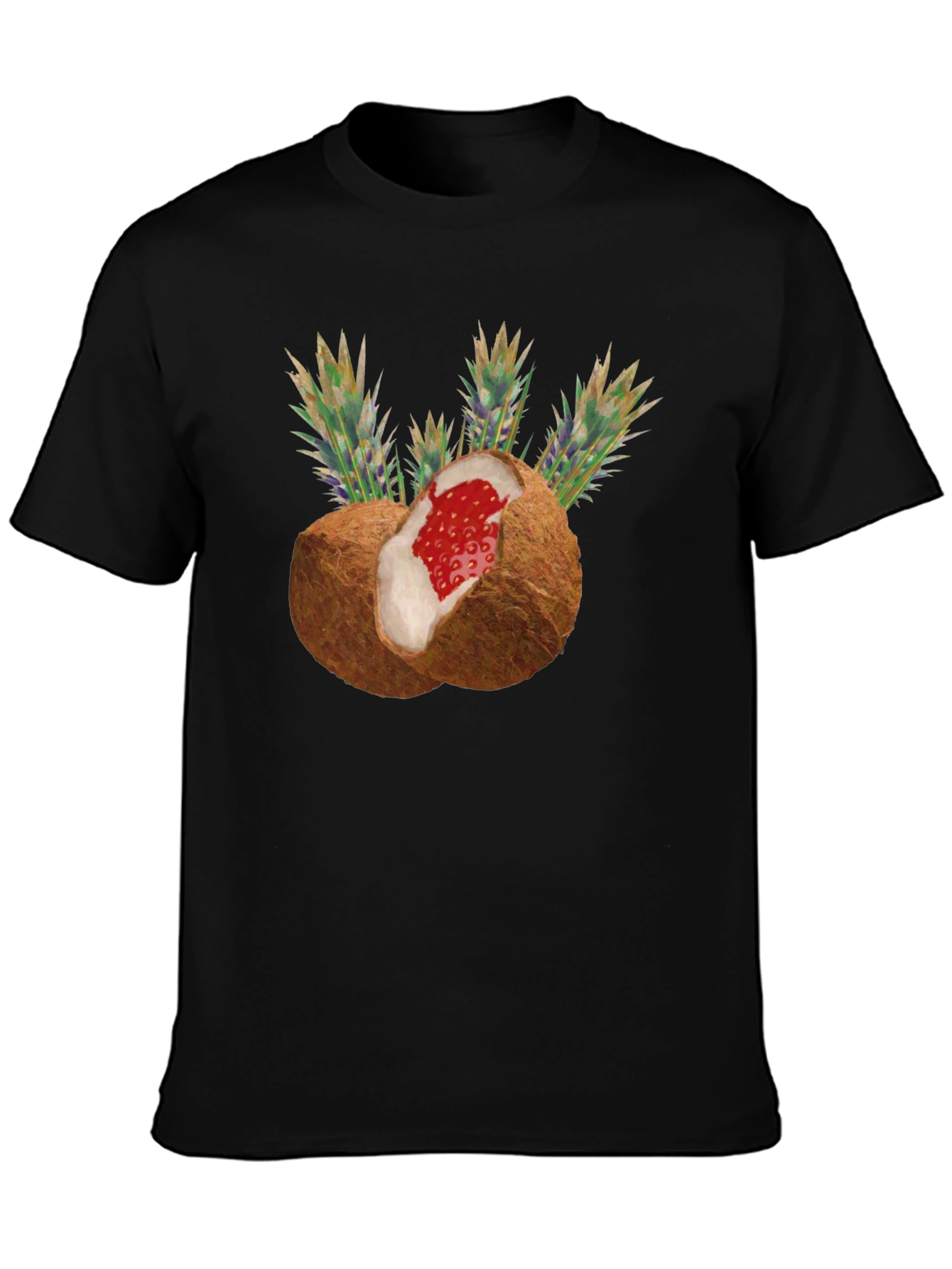 Black Coconut Strawberry Novelty Graphic Tee view 3