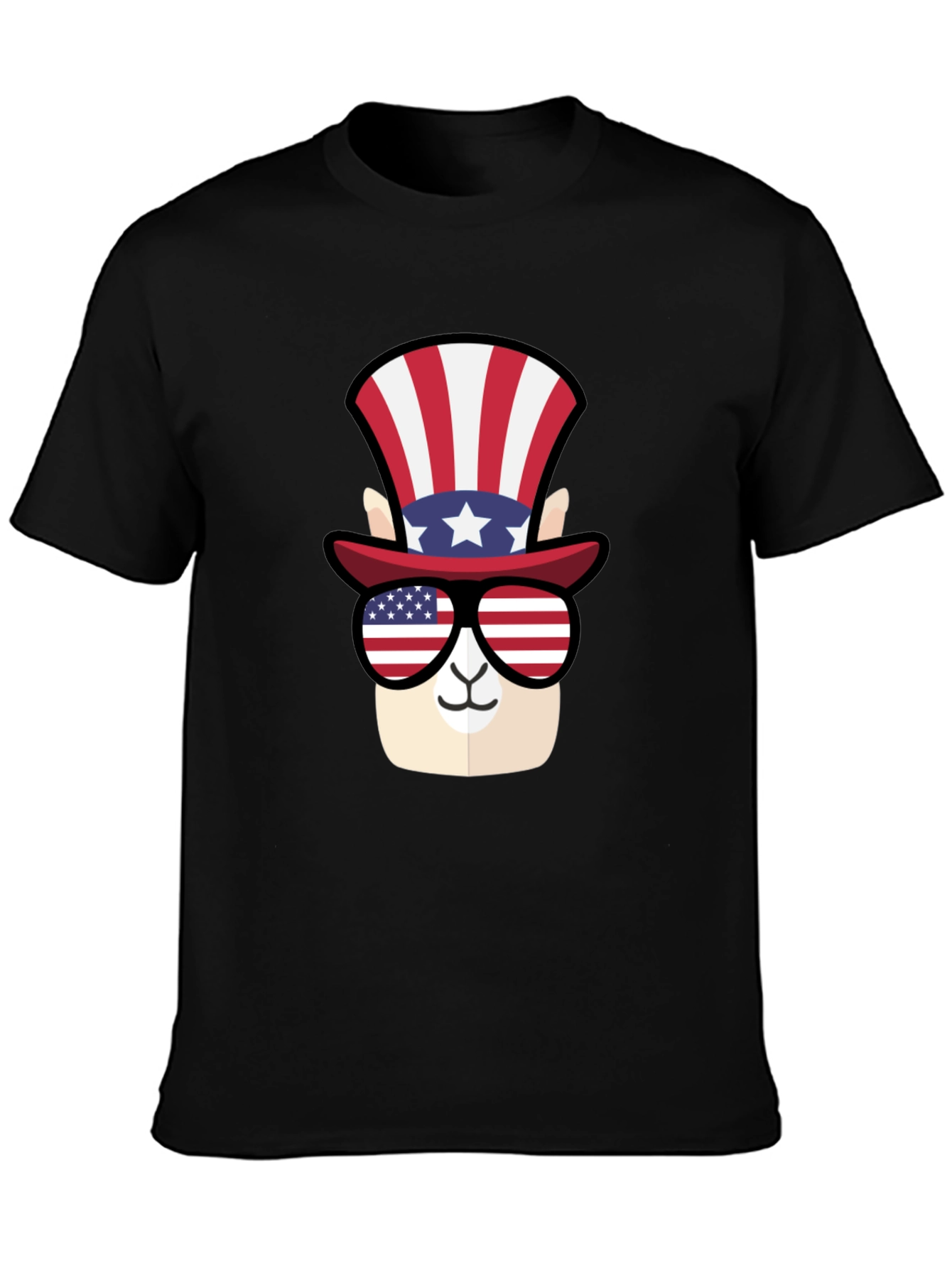 Black Patriotic Llama T-Shirt view 3