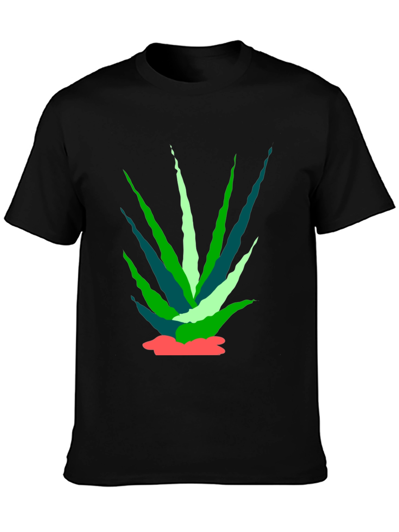 Black Abstract Agave Plant Black Tee view 3