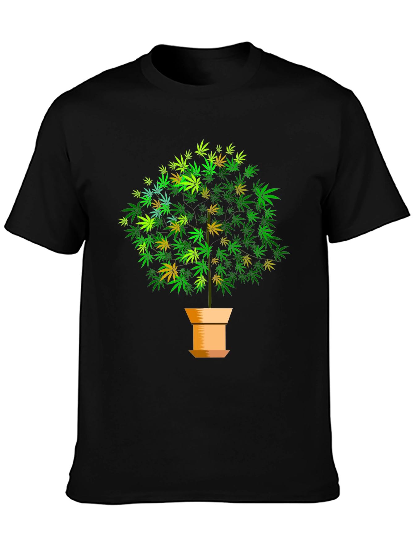 Black Marijuana Tree Graphic Black T-Shirt view 3
