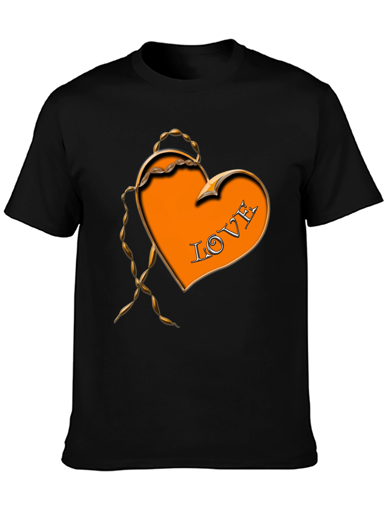 Black Love Heart Graphic Black T-Shirt view 3