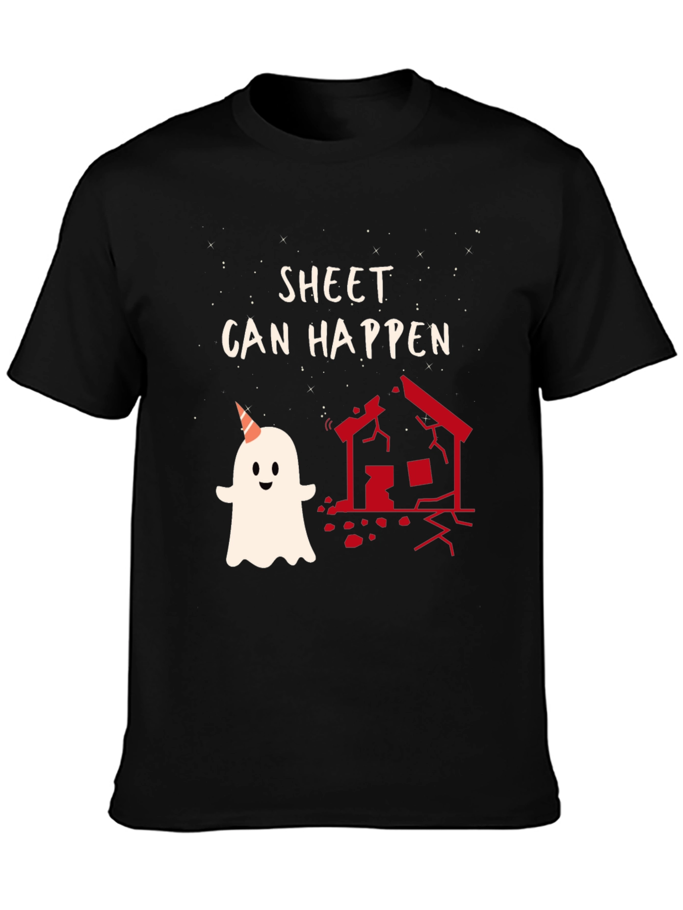 Black Sheet Can Happen Funny Ghost T-Shirt view 3