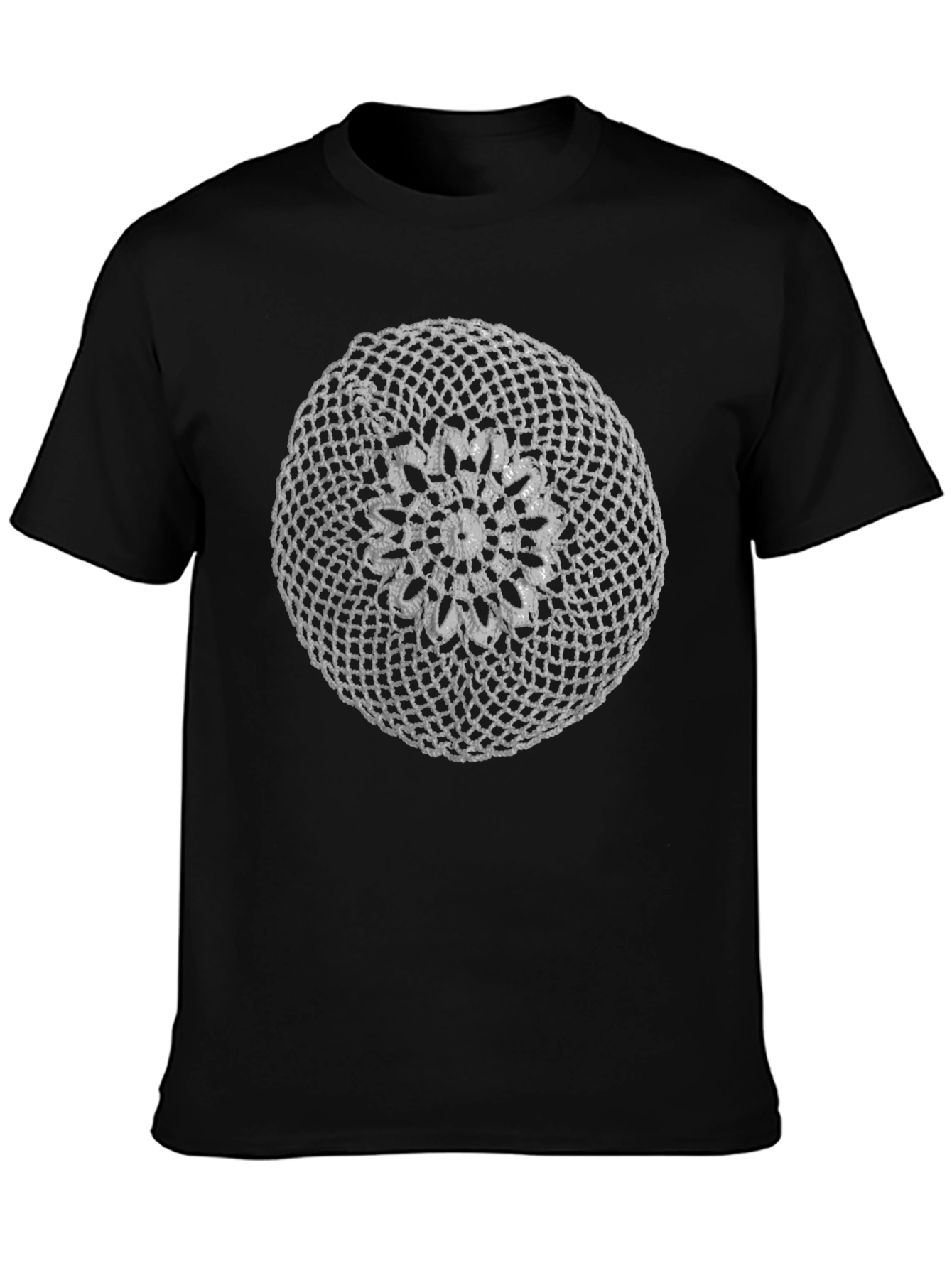 Black Vintage Crochet Mandala Graphic Tee view 3