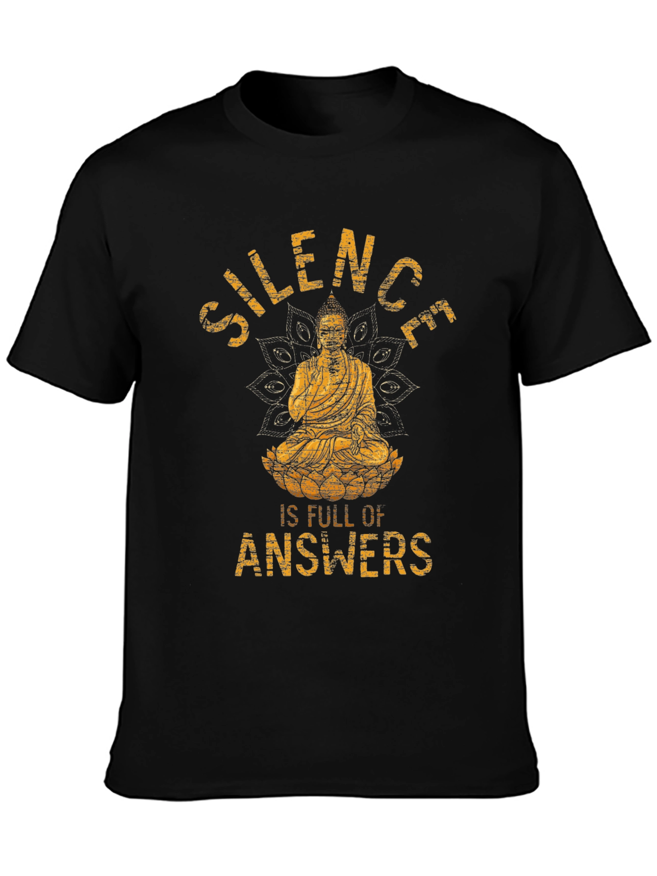 Black Silence is Full of Answers Buddha Graphic T-Shirt view 3