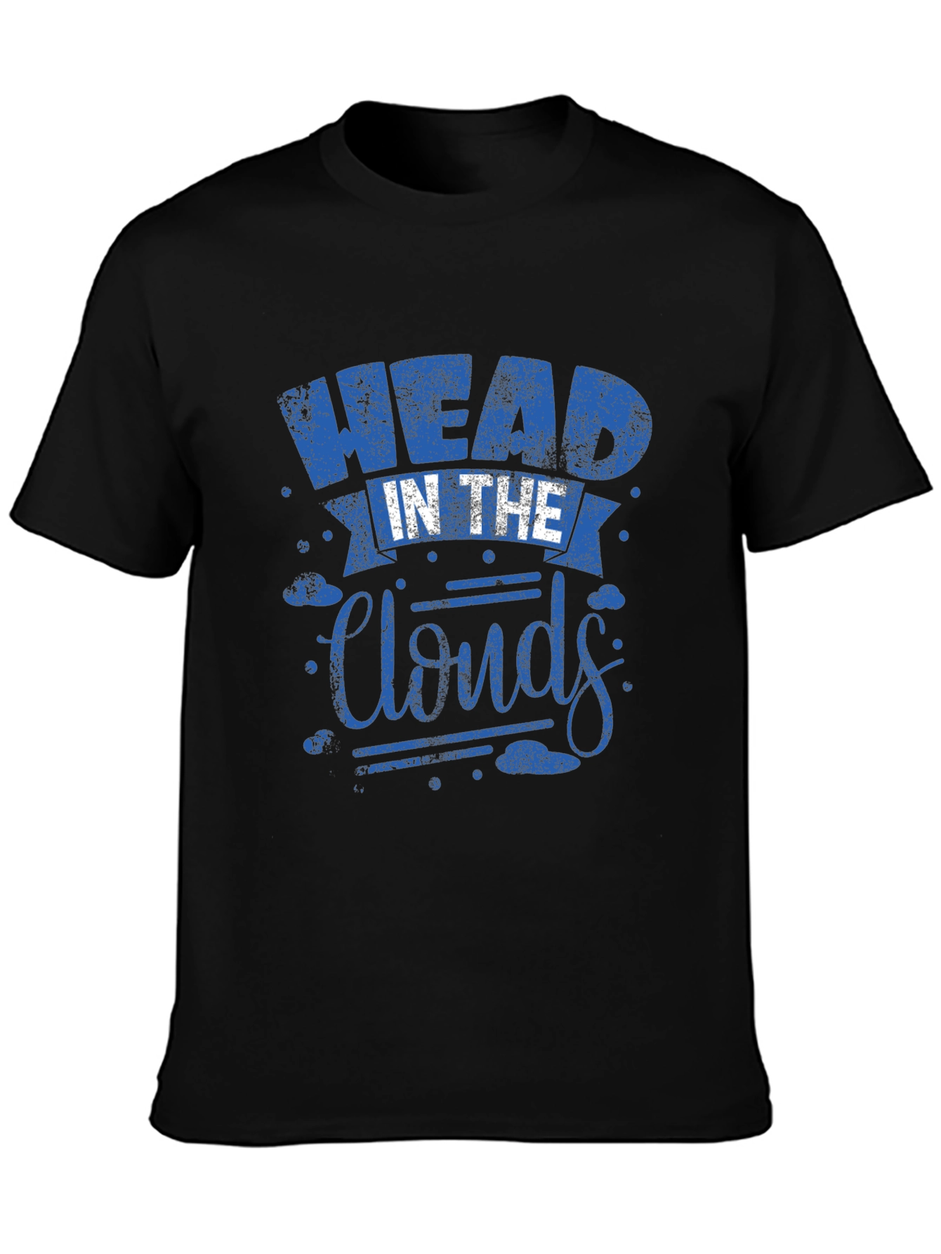 Black Head in the Clouds Graphic Print Black T-Shirt view 3