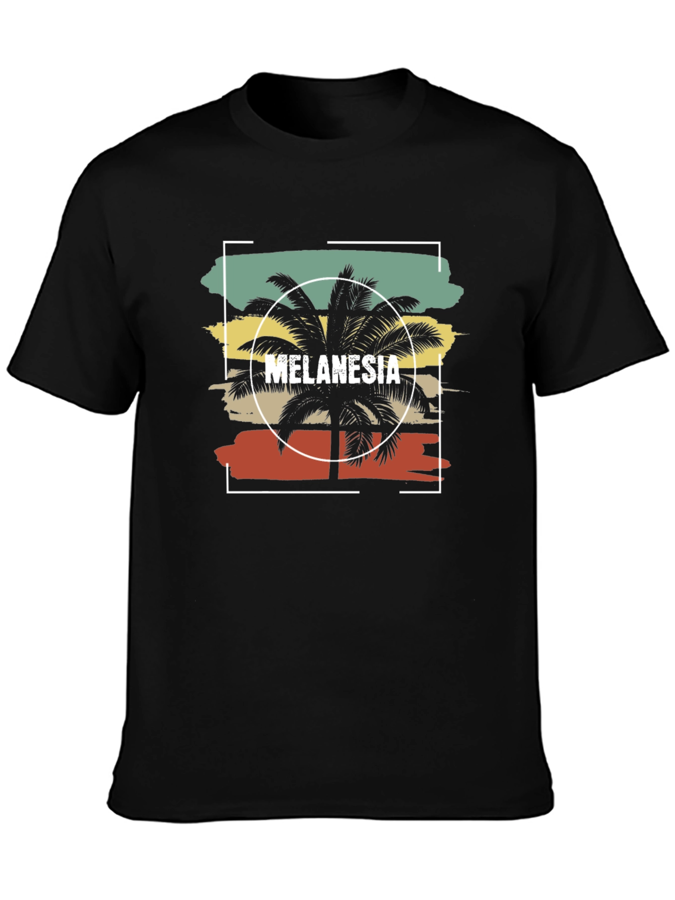 Black Melanesia Palm Tree T-Shirt - Vintage Style view 3