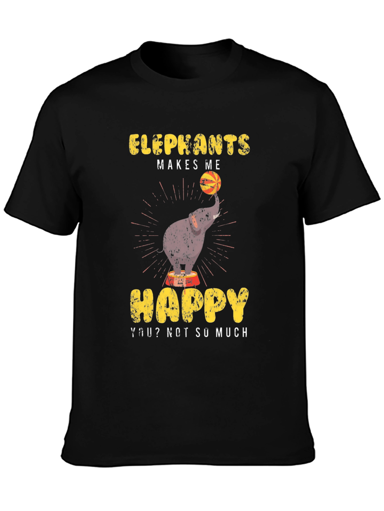 Black Elephant Makes Me Happy Graphic Tee view 3