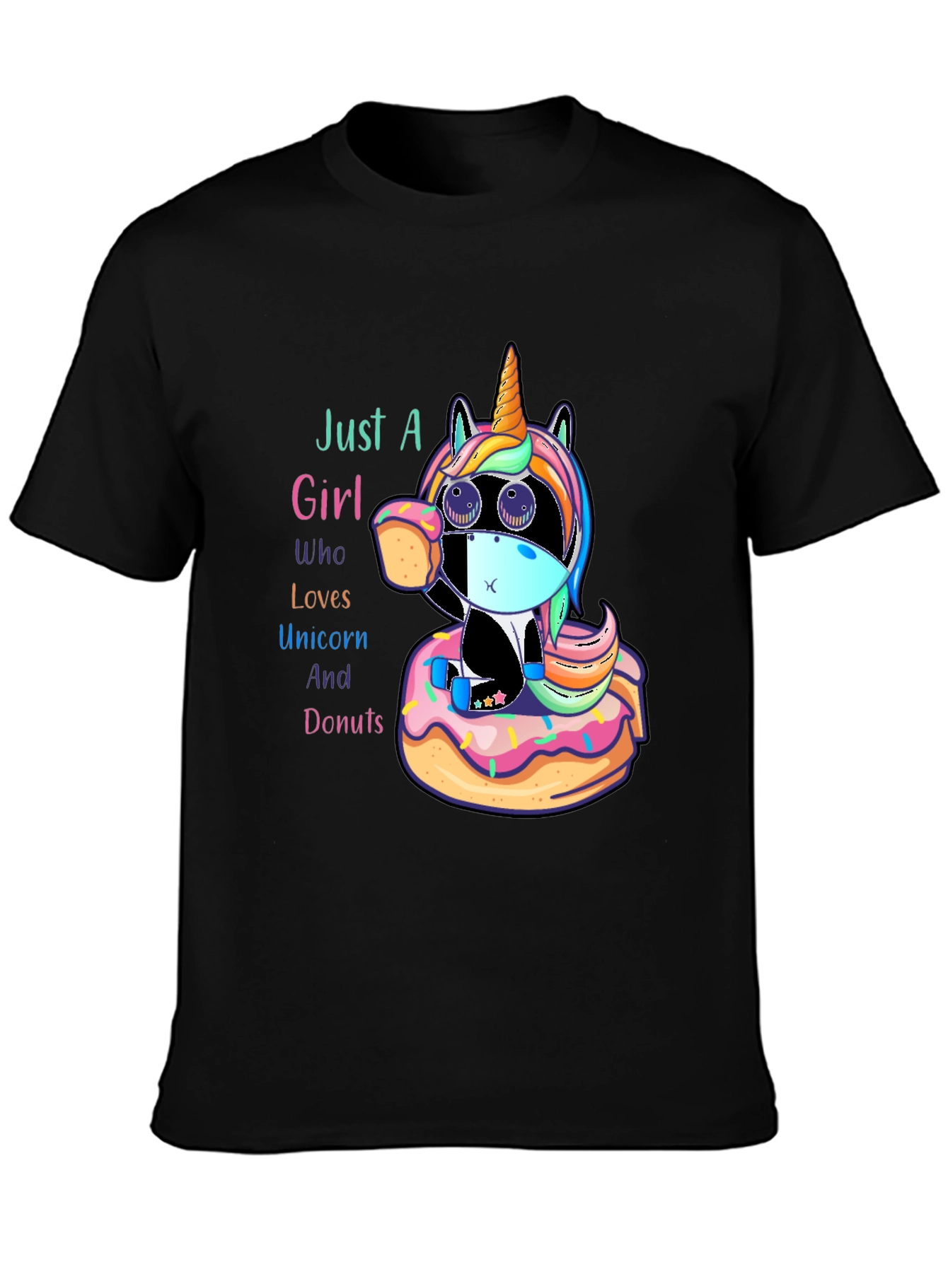 Black Unicorn & Donuts Graphic Tee view 3