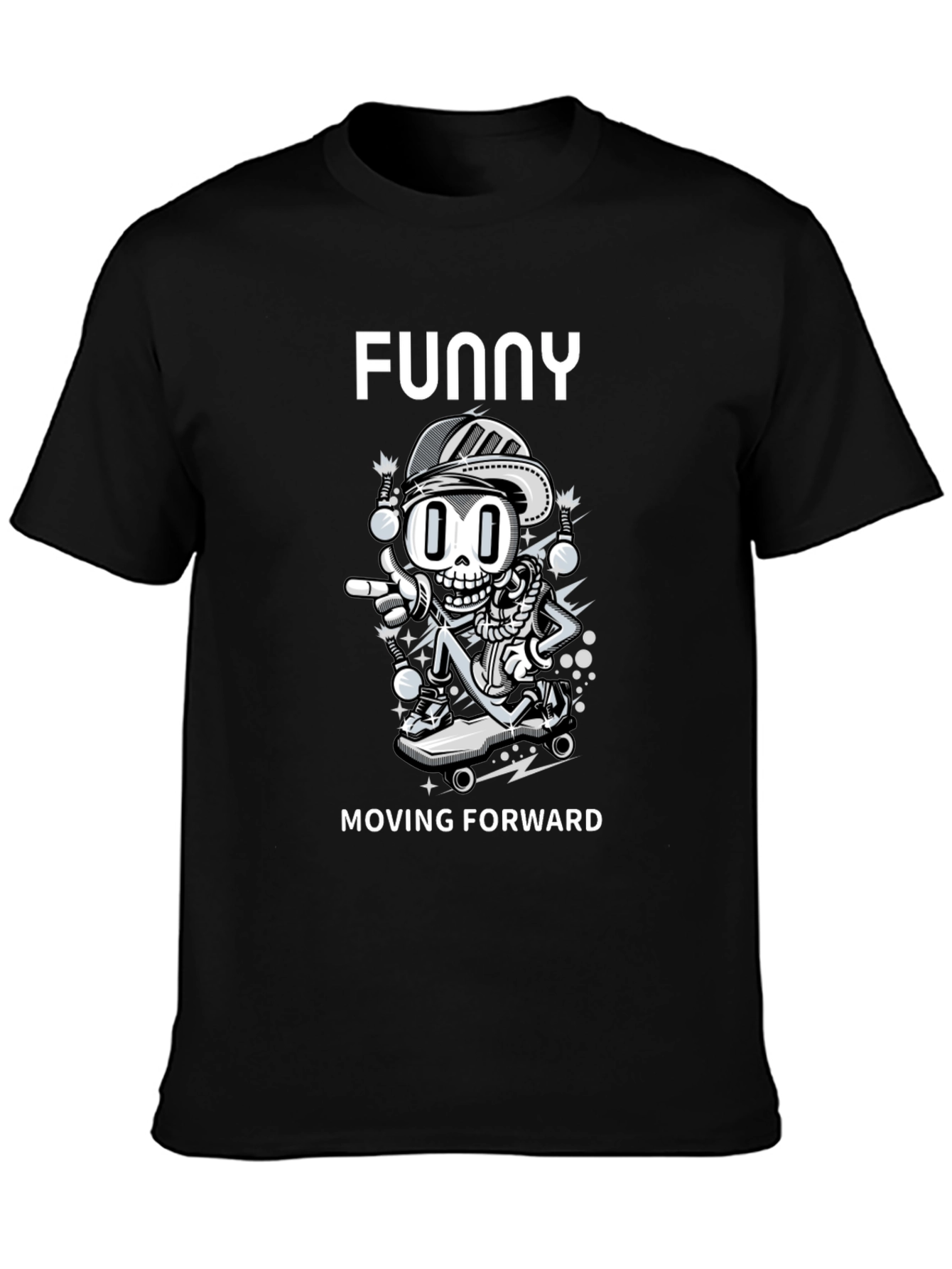 Black Funny Moving Forward Graphic Tee view 3
