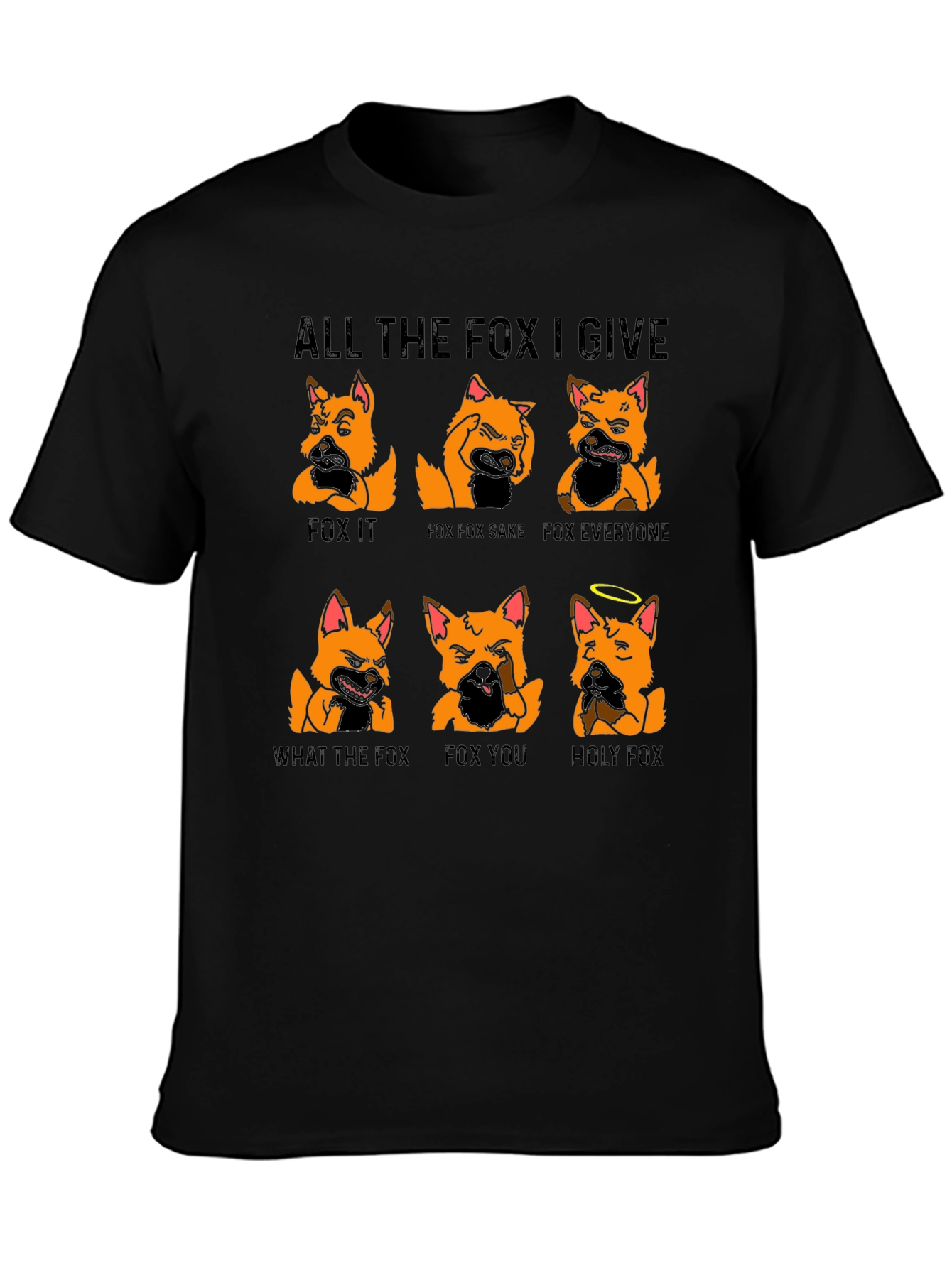 Black All the Fox I Give Graphic T-Shirt view 3