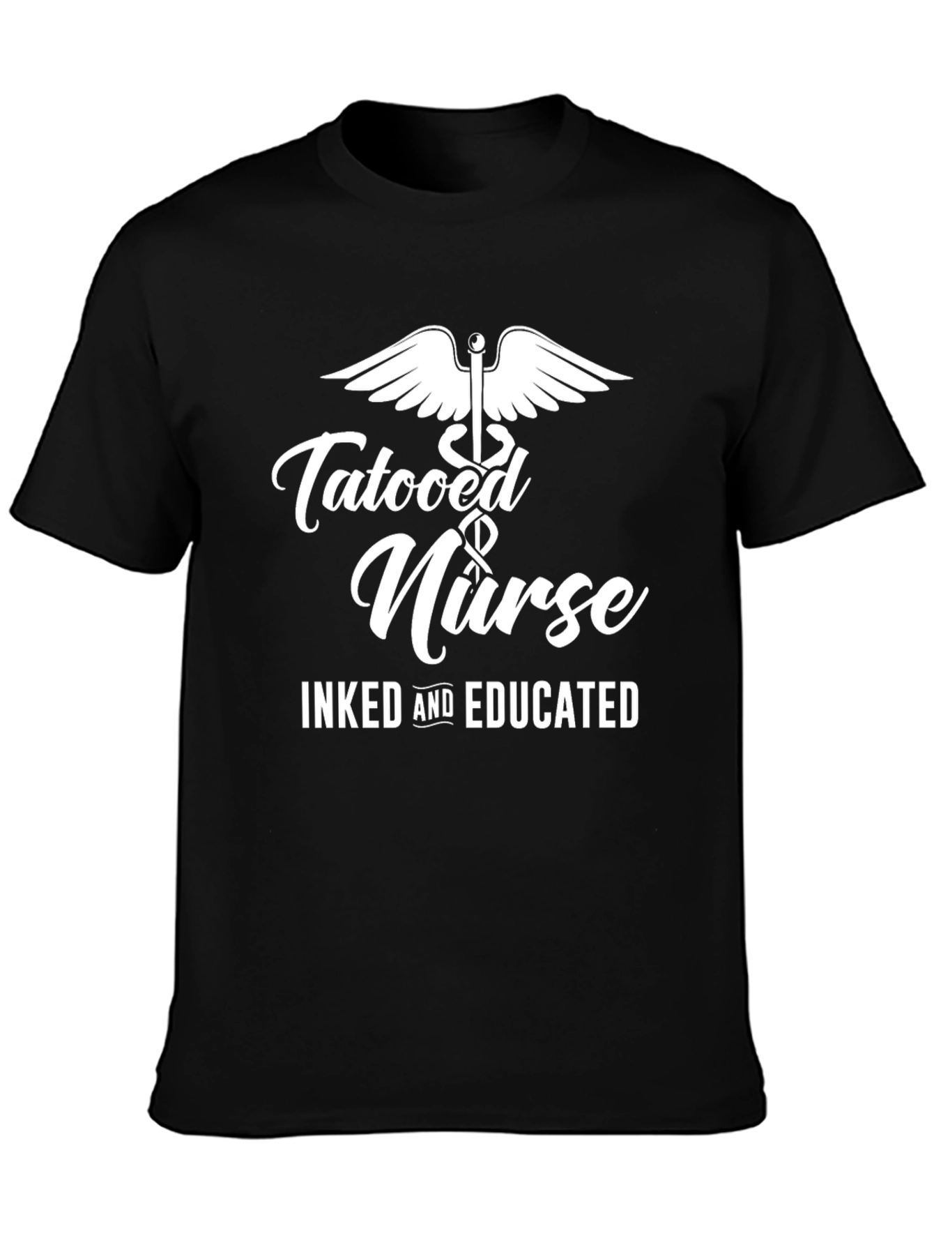 Black Tattooed Nurse T-Shirt - Inked & Educated view 3