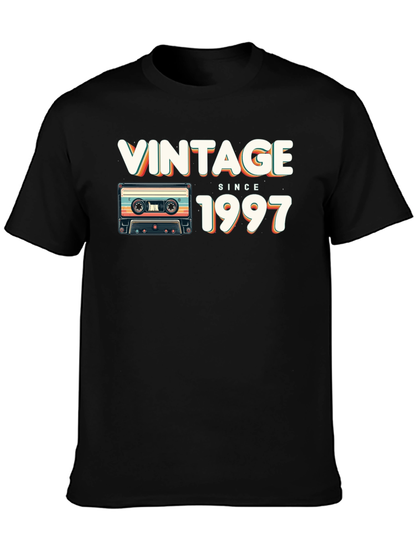 Black Vintage Since 1997 Cassette Tape Graphic T-Shirt view 3