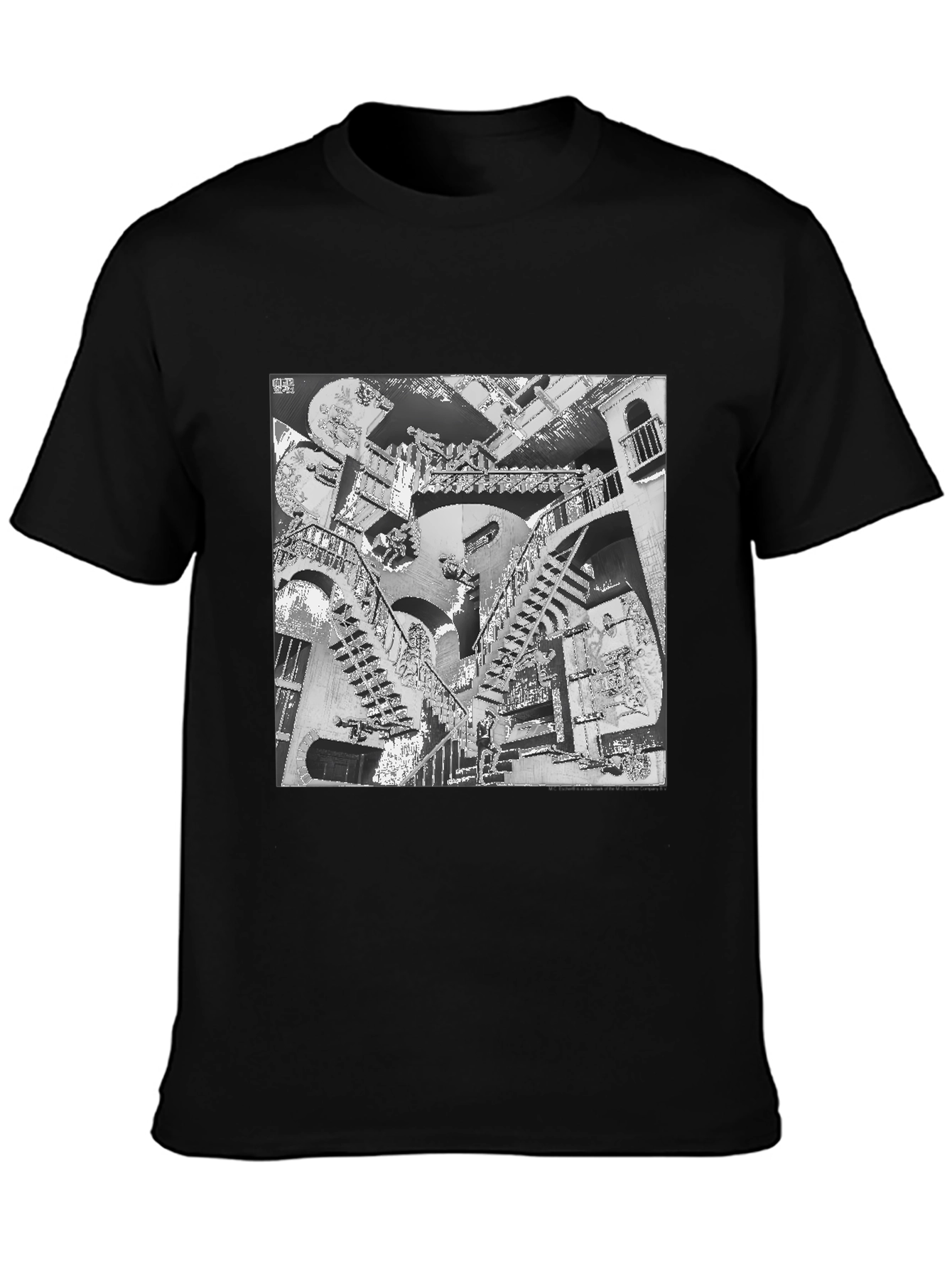 Black Escher Stairs Black Graphic Tee view 3