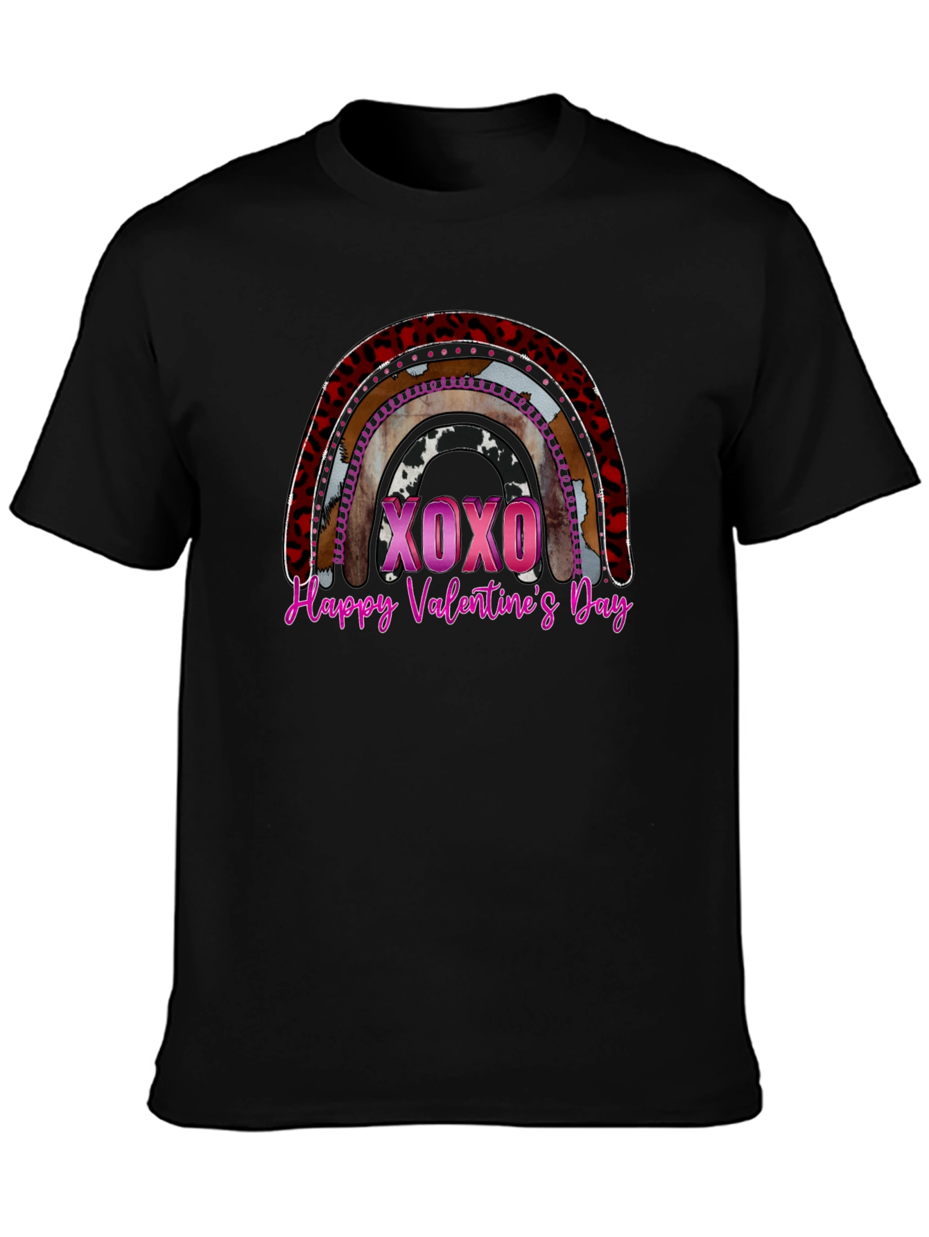 Black Valentine's Day Rainbow Graphic Tee view 3