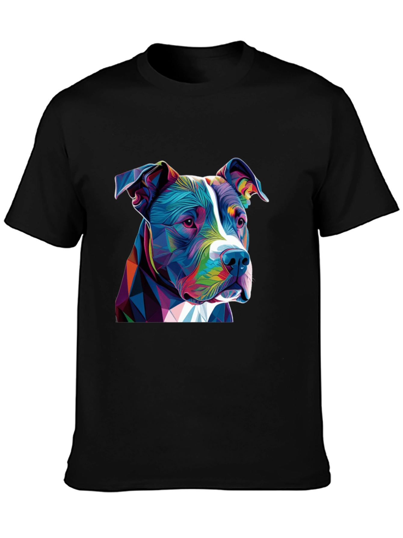 Black Geometric Pitbull Graphic Tee - Black Cotton Blend view 3