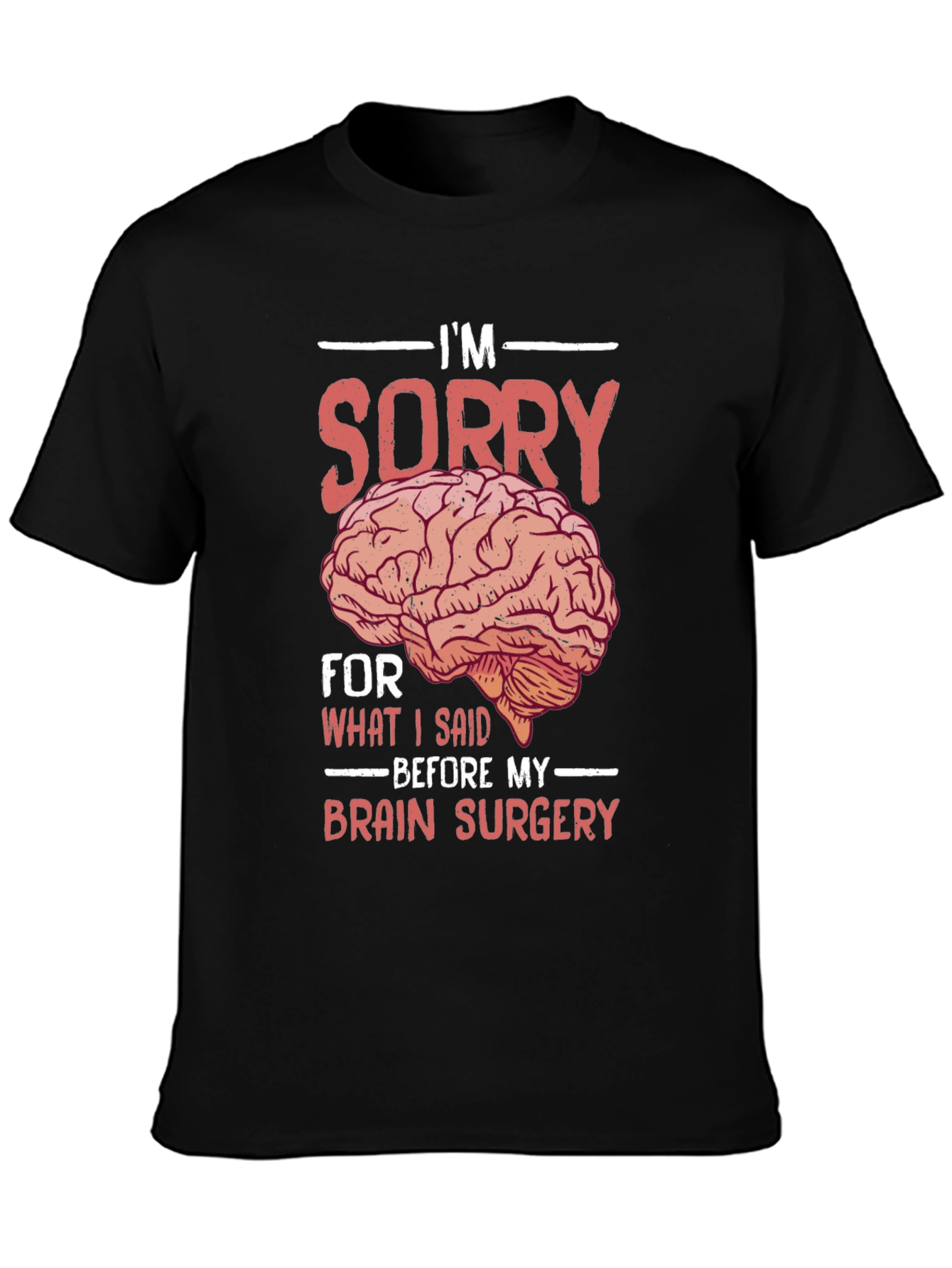 Black Funny "Brain Surgery" Graphic T-Shirt view 3