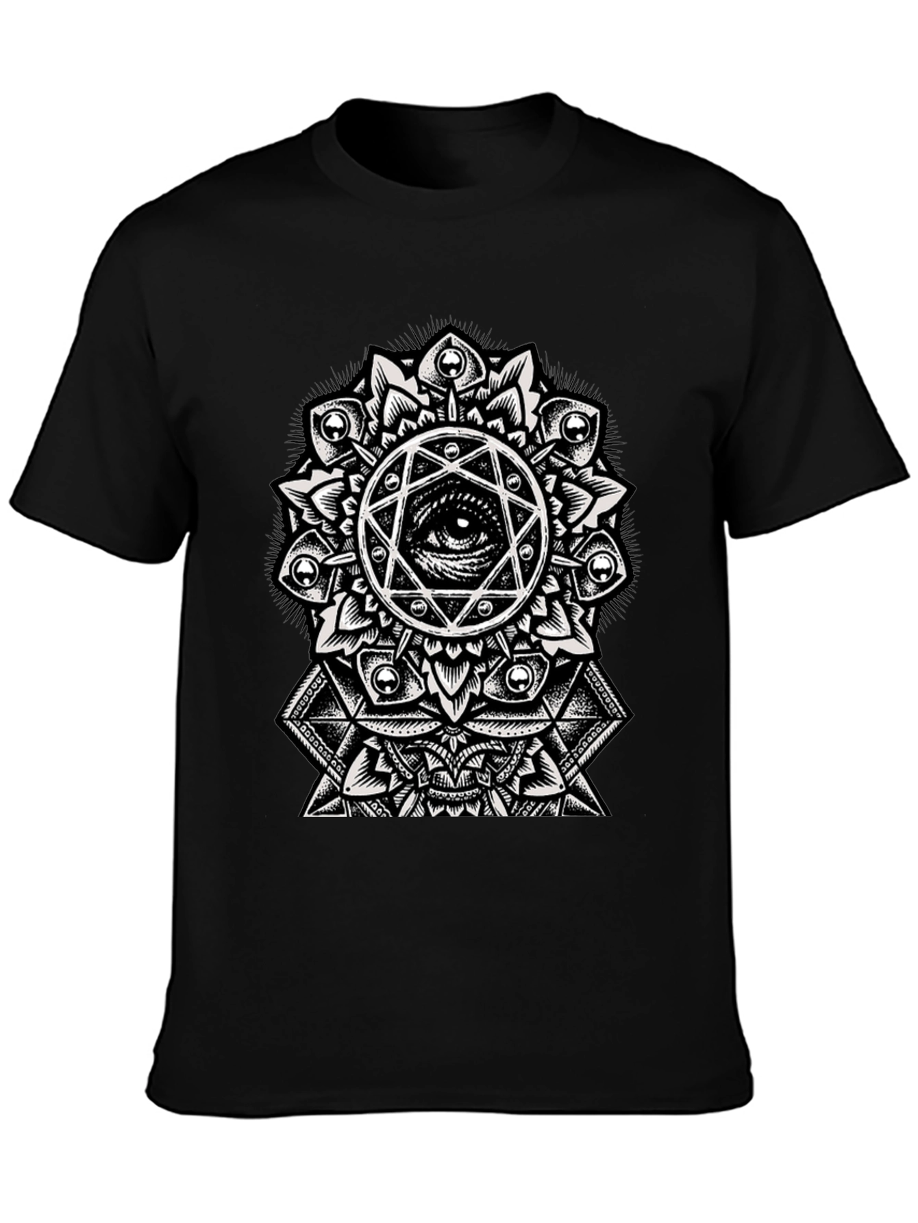 Black Eye Mandala Graphic Tee - Stylish Black T-Shirt view 3