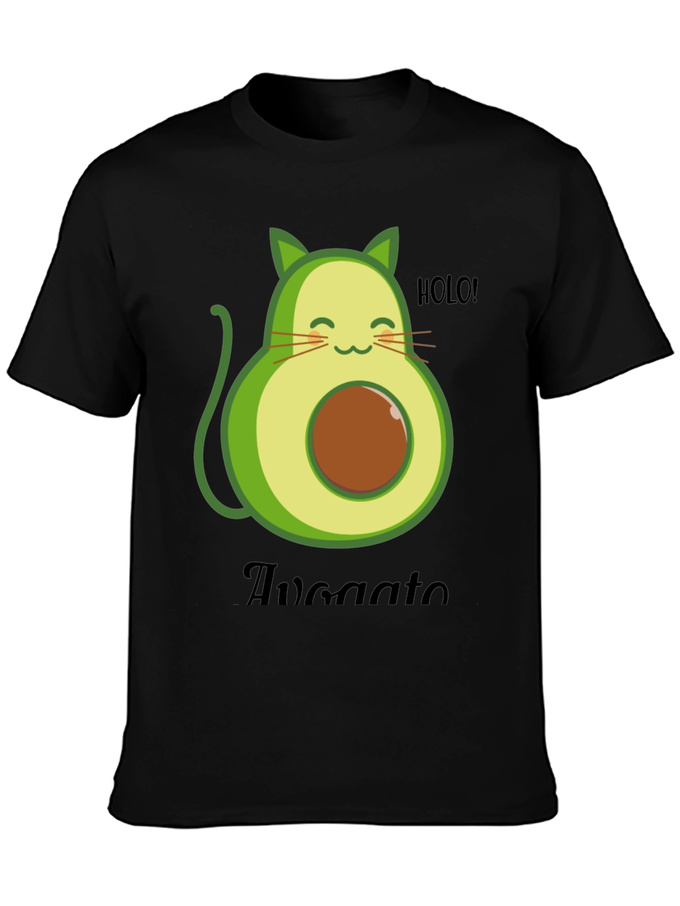 Black Avocato T-Shirt - Avocado Cat Pun Tee view 3