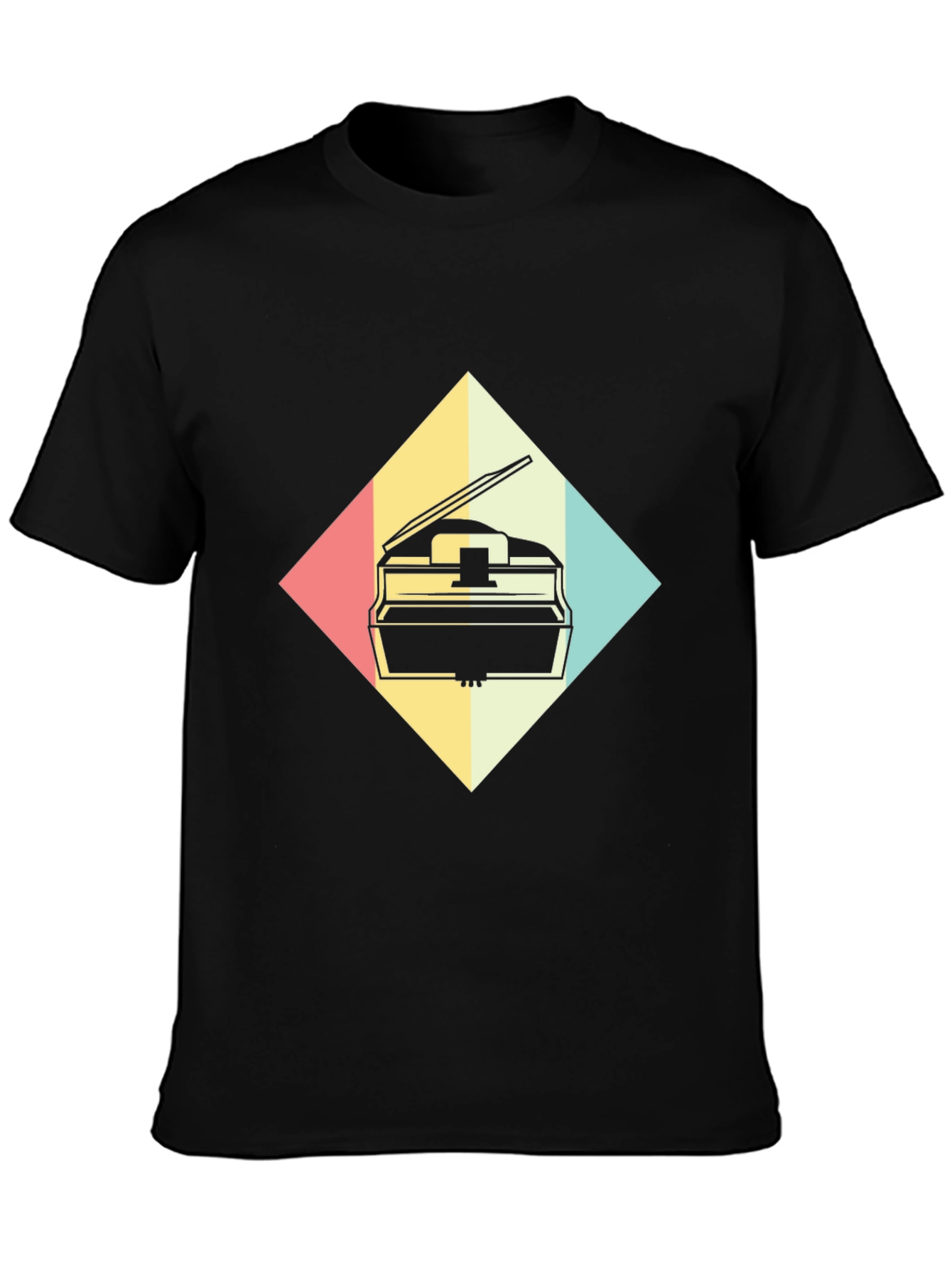 Black Retro Piano Graphic Tee - Musical Style view 3