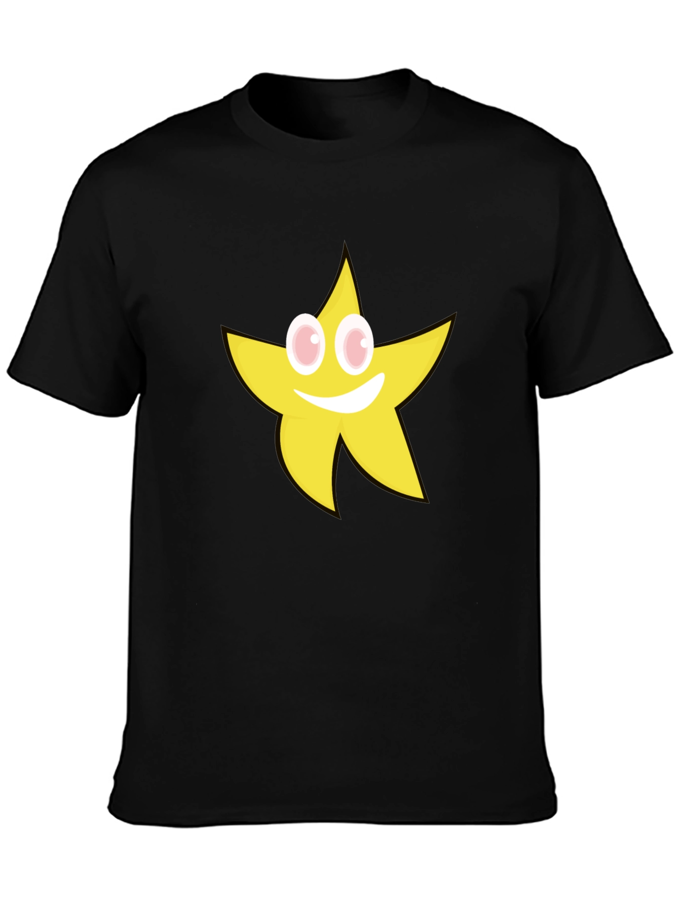 Black Smiling Star Graphic T-Shirt - Black Cotton Tee view 3