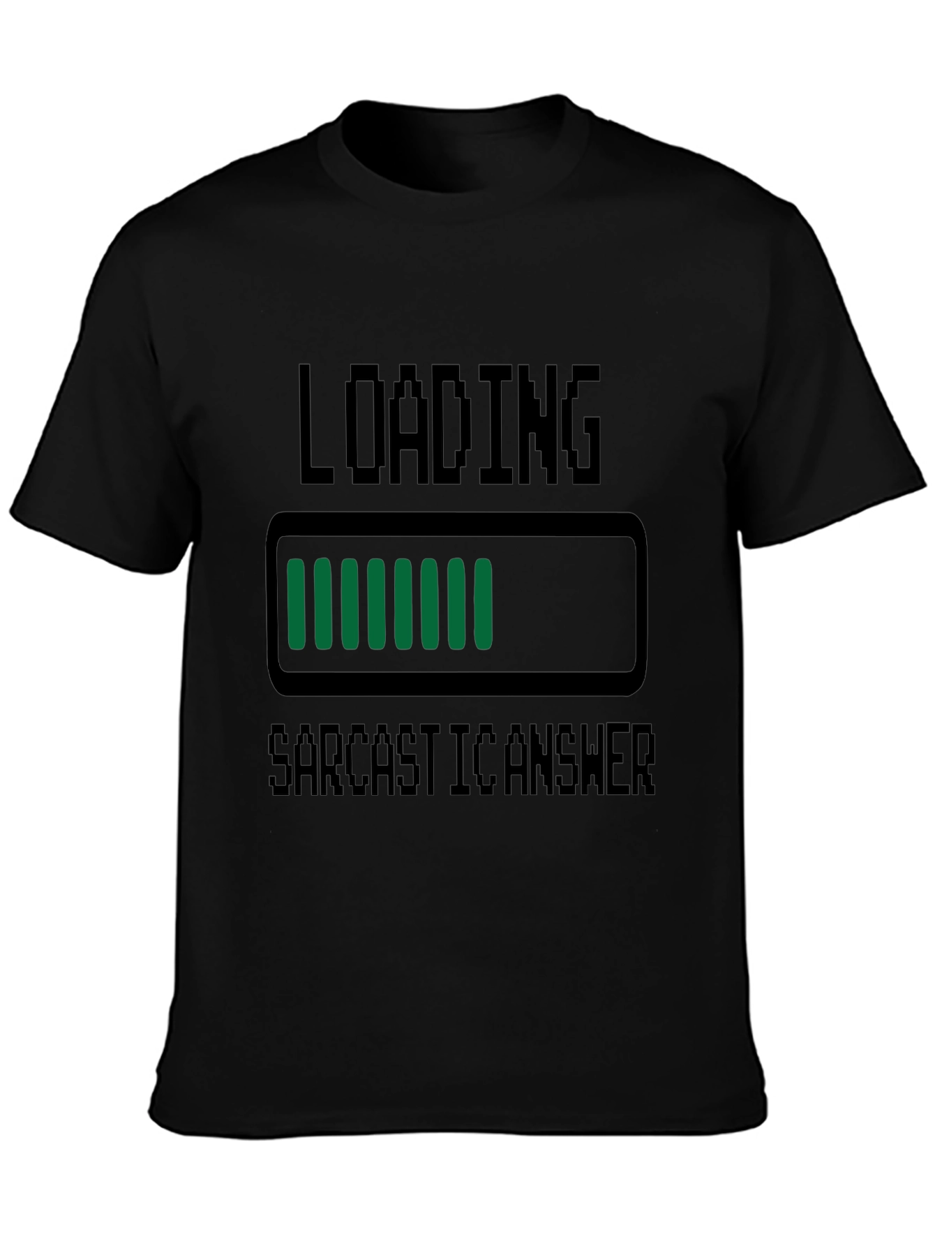 Black Sarcastic Answer Loading T-Shirt, Funny Graphic Tee view 3