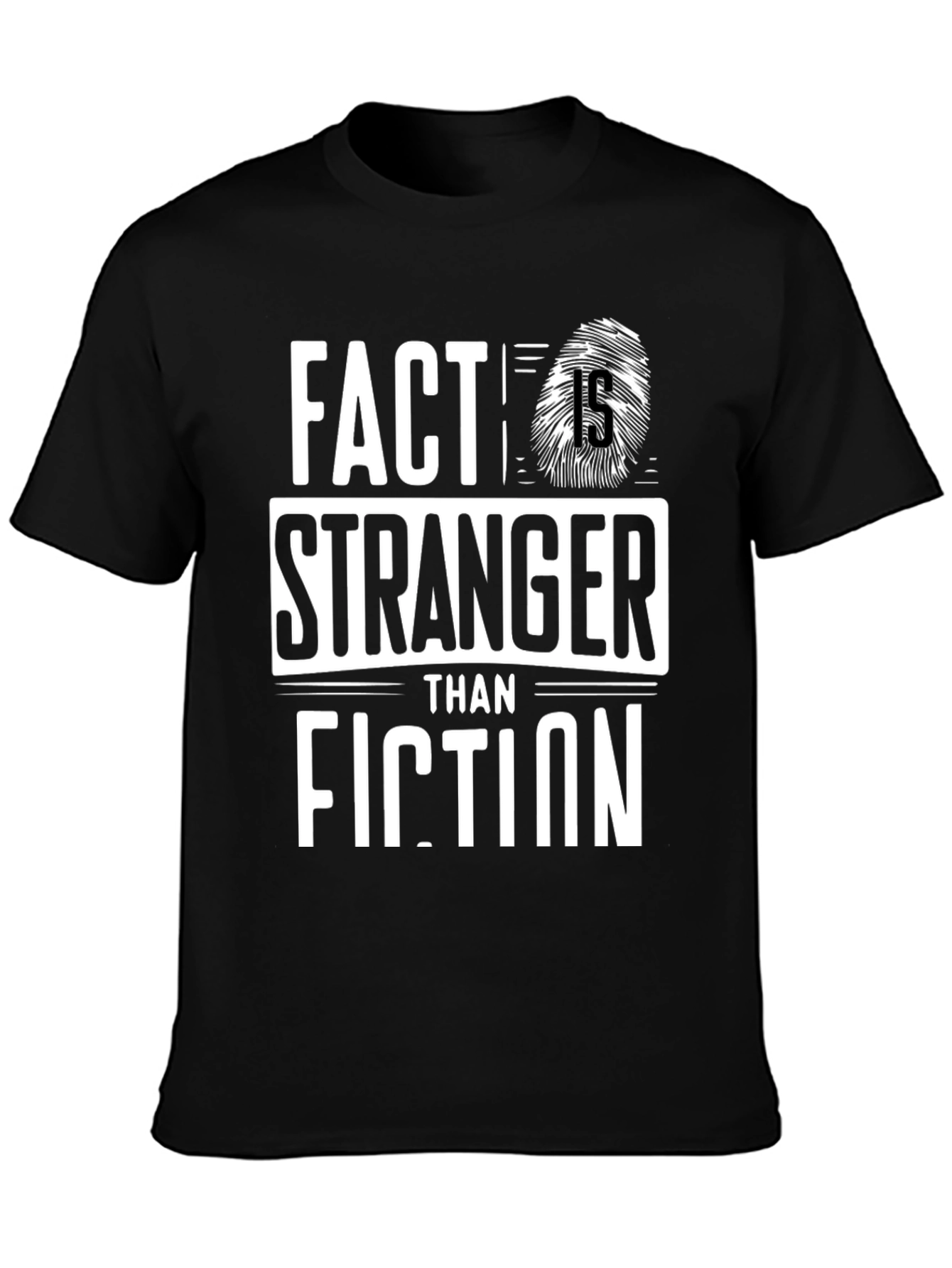 Black Fact Stranger Than Fiction Graphic Tee view 3