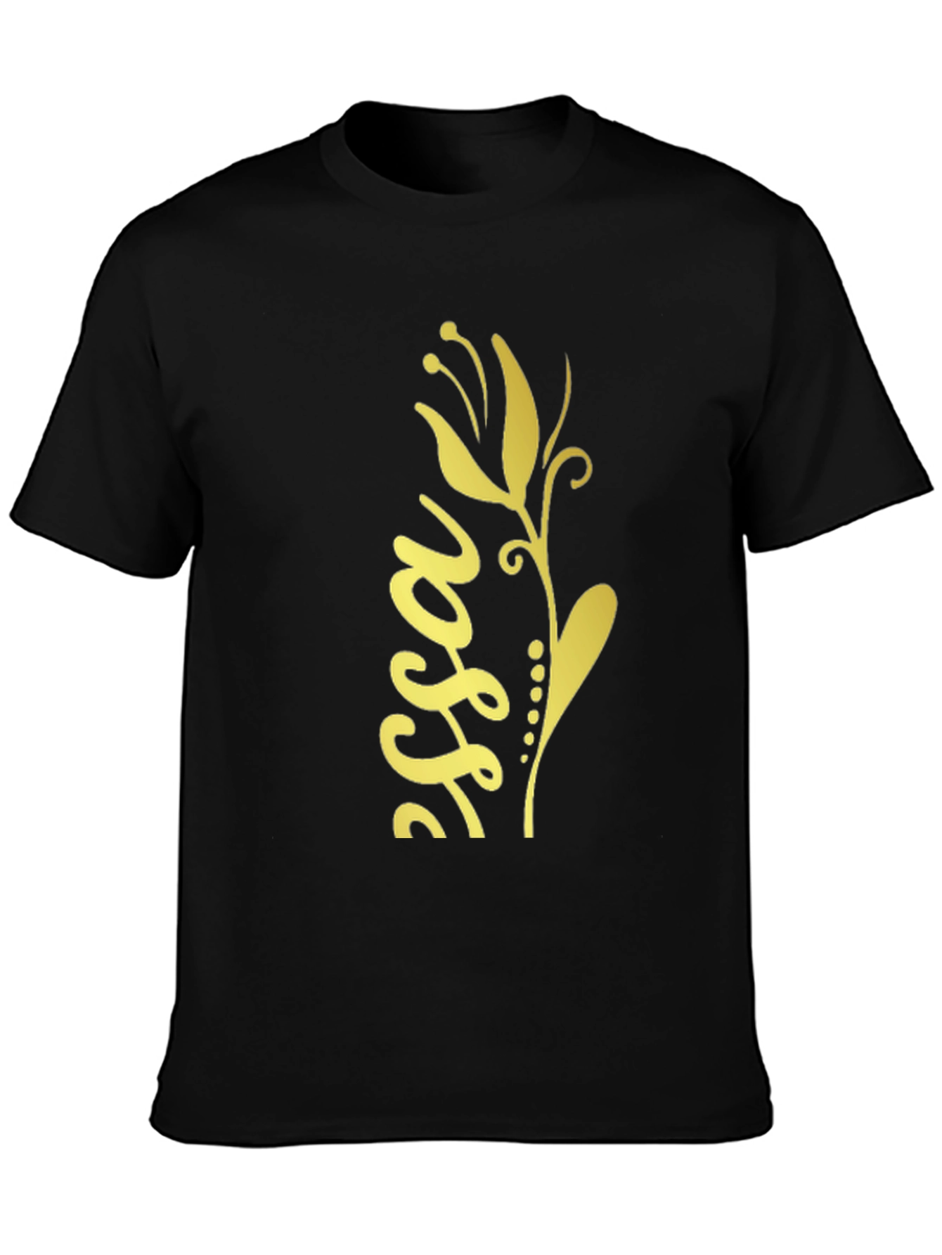 Black Elegant Floral Graphic Print Black T-Shirt view 3