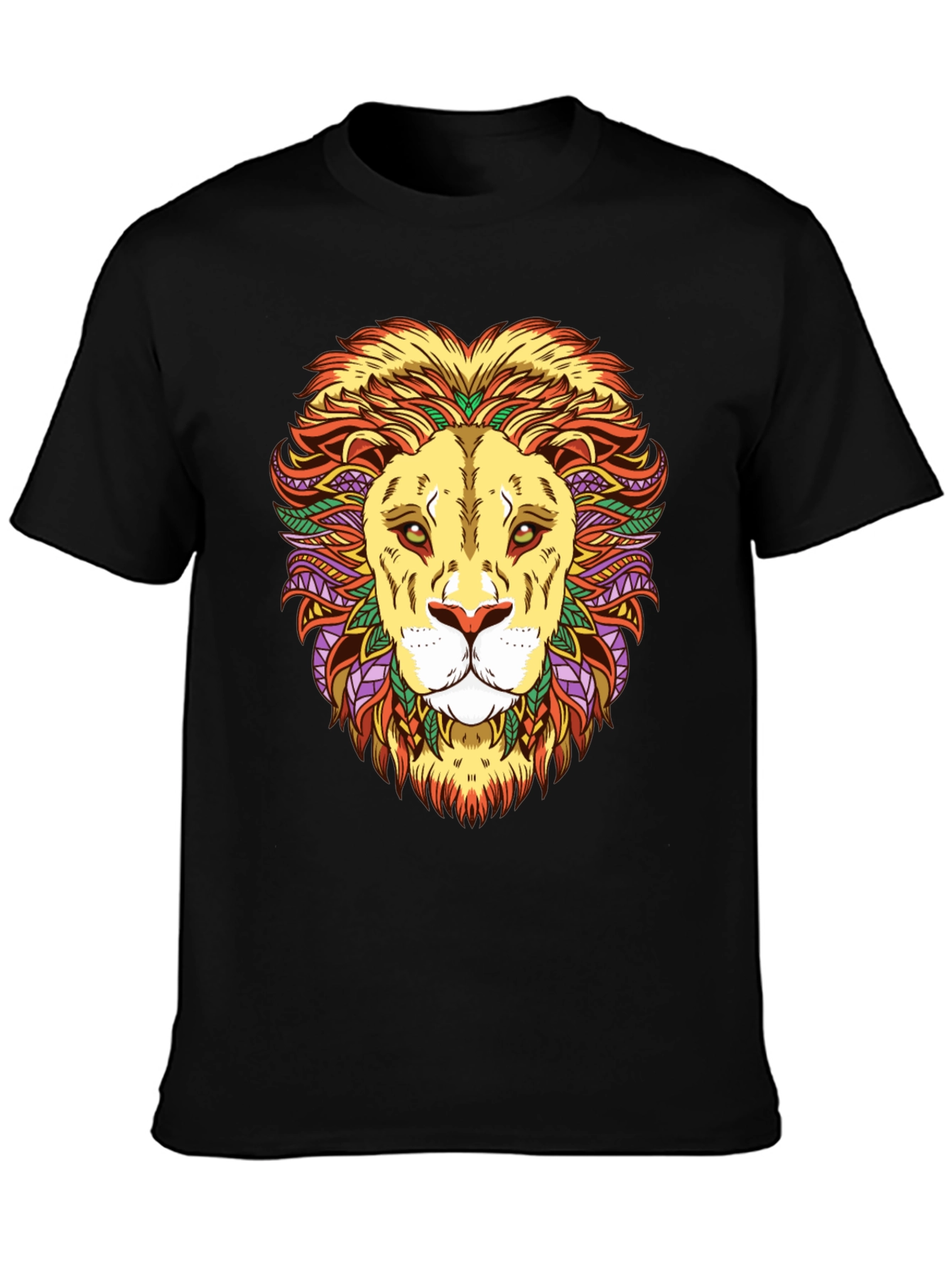 Black Lion Head Graphic T-Shirt - Vivid Design, Black Cotton Tee view 3